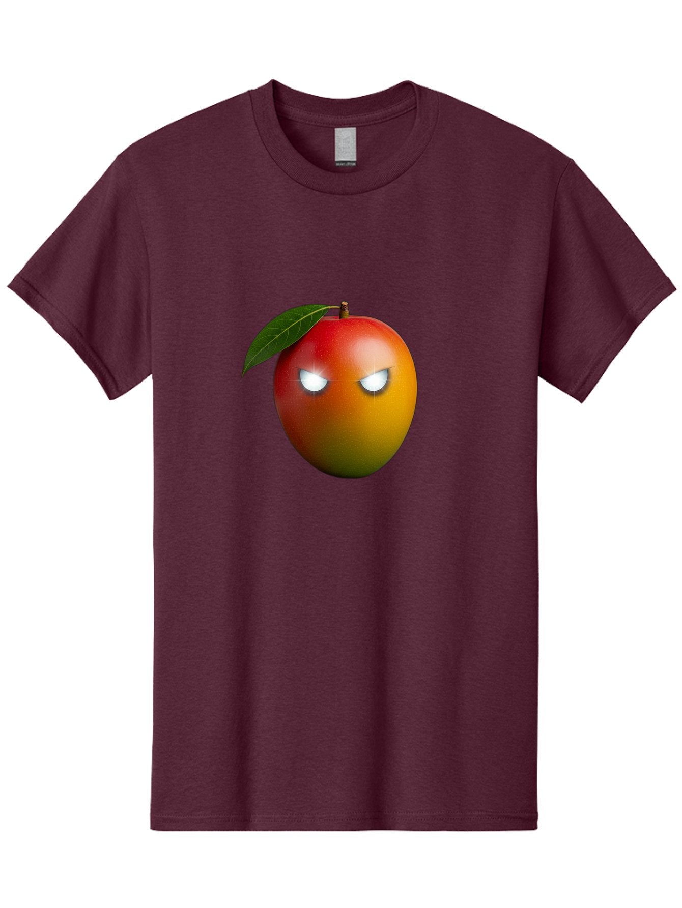 Angry-Mango Men'S Graphic Tee, 100% Cotton, Comfortable Casual Summer Wear, Machine Washable, Angry Mango Face, Mango Fruit, Cartoon Character, Aggressive Expression, Fruit Emoji, Vibrant Colors, Leafy Top, Fun Design, Playful Illustration, Bab647 13