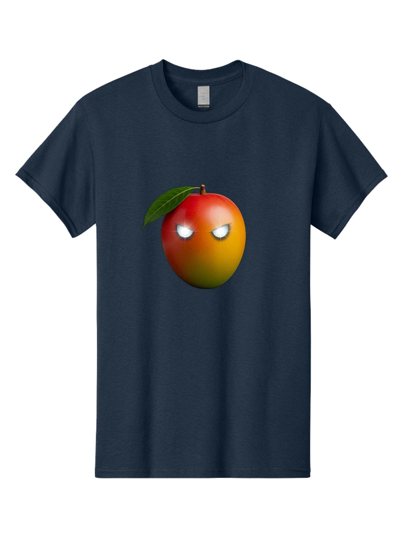 Angry-Mango Men'S Graphic Tee, 100% Cotton, Comfortable Casual Summer Wear, Machine Washable, Angry Mango Face, Mango Fruit, Cartoon Character, Aggressive Expression, Fruit Emoji, Vibrant Colors, Leafy Top, Fun Design, Playful Illustration, Bab647 8