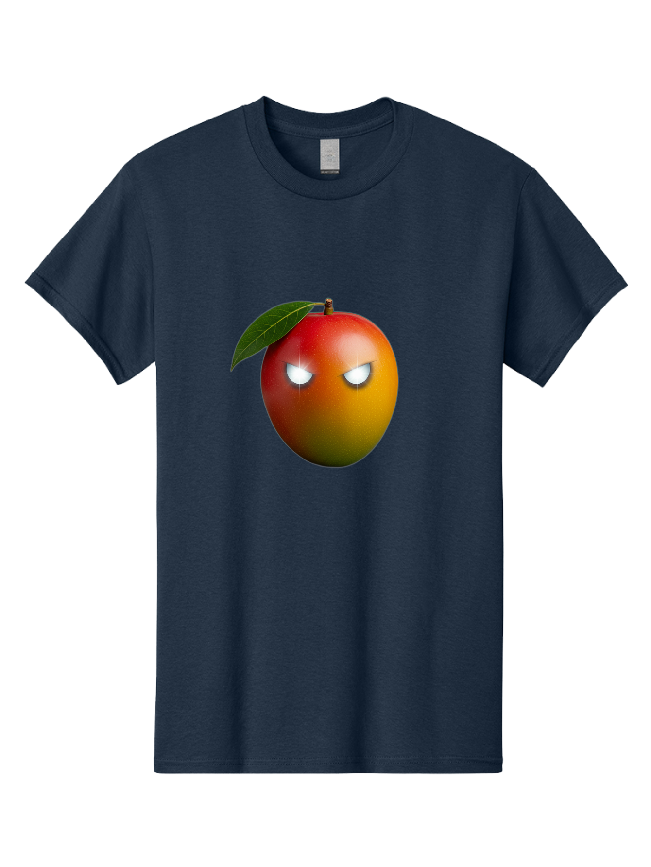 Angry-Mango Men'S Graphic Tee, 100% Cotton, Comfortable Casual Summer Wear, Machine Washable, Angry Mango Face, Mango Fruit, Cartoon Character, Aggressive Expression, Fruit Emoji, Vibrant Colors, Leafy Top, Fun Design, Playful Illustration, Bab647 6