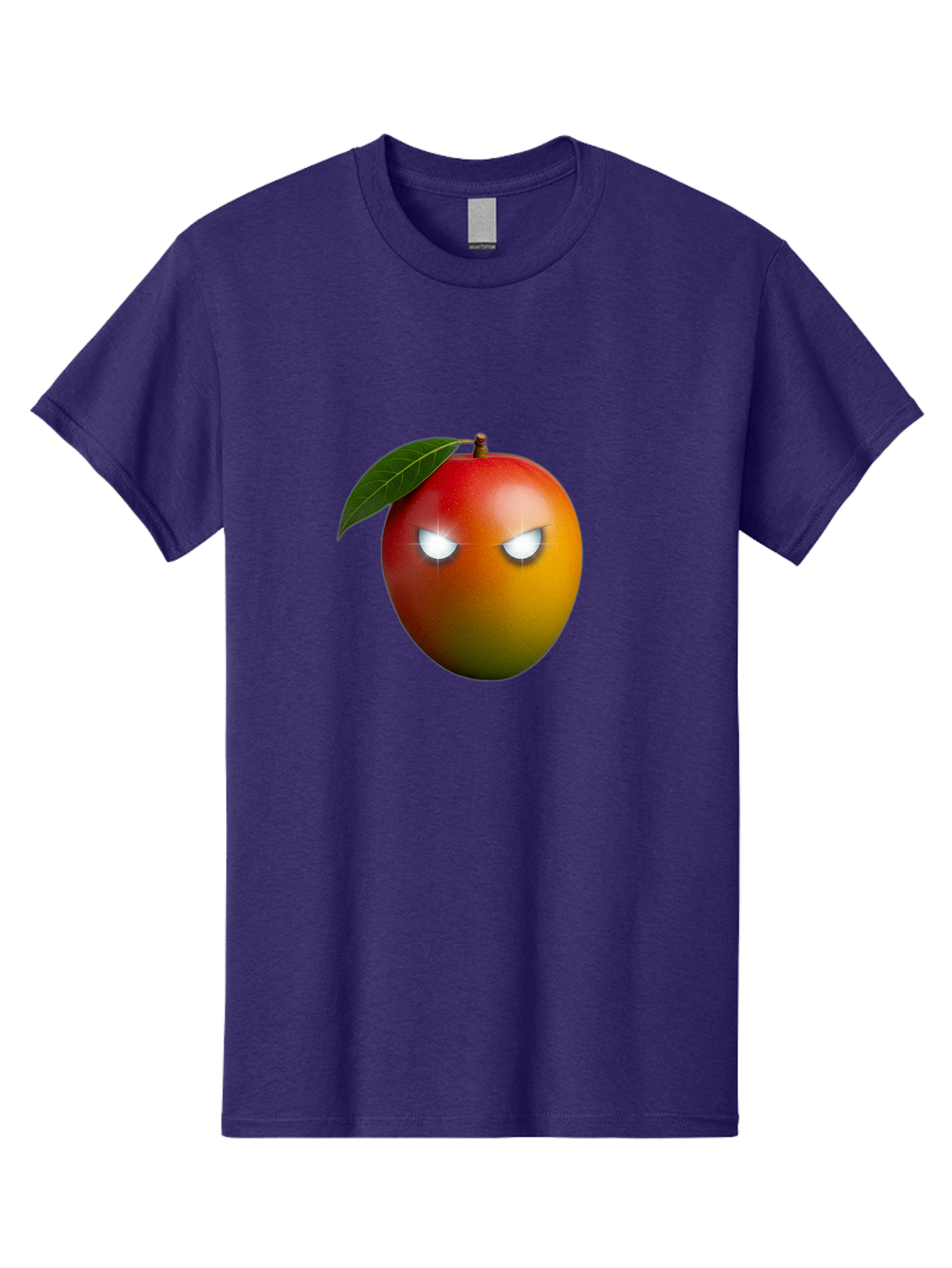 Angry-Mango Men'S Graphic Tee, 100% Cotton, Comfortable Casual Summer Wear, Machine Washable, Angry Mango Face, Mango Fruit, Cartoon Character, Aggressive Expression, Fruit Emoji, Vibrant Colors, Leafy Top, Fun Design, Playful Illustration, Bab647 8
