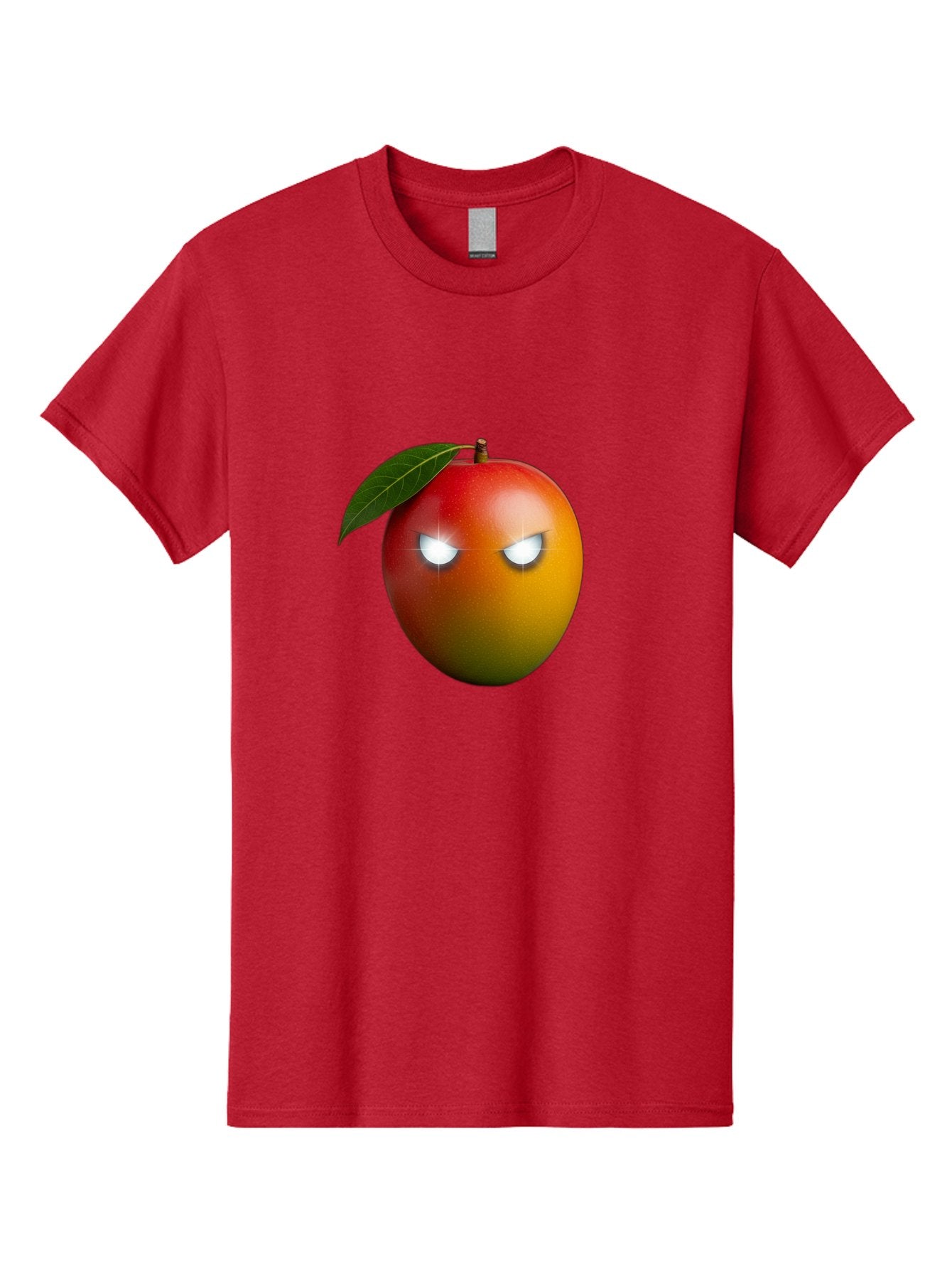 Angry-Mango Men'S Graphic Tee, 100% Cotton, Comfortable Casual Summer Wear, Machine Washable, Angry Mango Face, Mango Fruit, Cartoon Character, Aggressive Expression, Fruit Emoji, Vibrant Colors, Leafy Top, Fun Design, Playful Illustration, Bab647 15