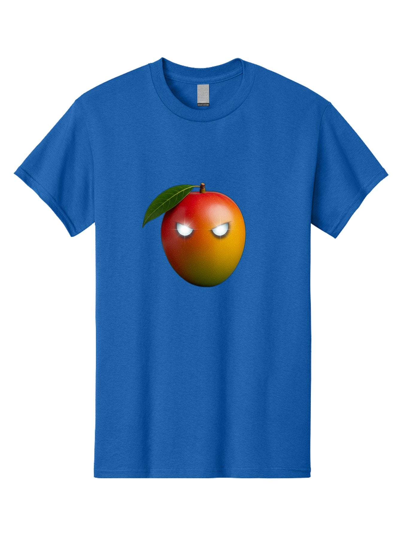 Angry-Mango Men'S Graphic Tee, 100% Cotton, Comfortable Casual Summer Wear, Machine Washable, Angry Mango Face, Mango Fruit, Cartoon Character, Aggressive Expression, Fruit Emoji, Vibrant Colors, Leafy Top, Fun Design, Playful Illustration, Bab647 12