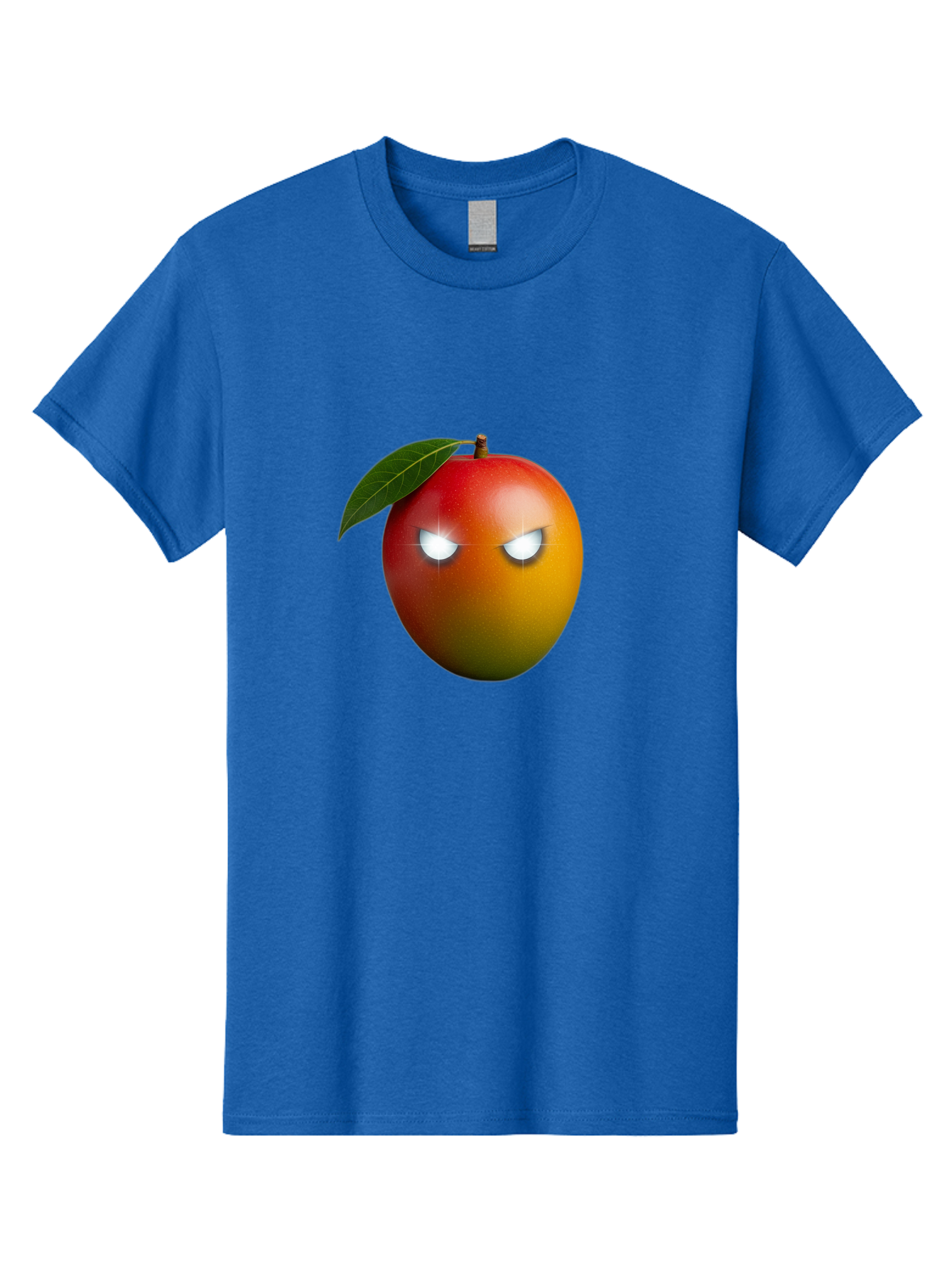 Angry-Mango Men'S Graphic Tee, 100% Cotton, Comfortable Casual Summer Wear, Machine Washable, Angry Mango Face, Mango Fruit, Cartoon Character, Aggressive Expression, Fruit Emoji, Vibrant Colors, Leafy Top, Fun Design, Playful Illustration, Bab647 3