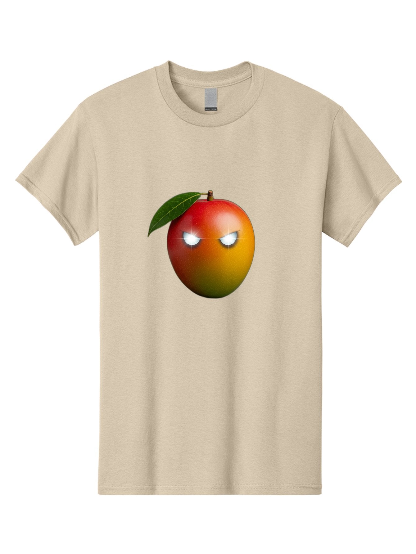 Angry-Mango Men'S Graphic Tee, 100% Cotton, Comfortable Casual Summer Wear, Machine Washable, Angry Mango Face, Mango Fruit, Cartoon Character, Aggressive Expression, Fruit Emoji, Vibrant Colors, Leafy Top, Fun Design, Playful Illustration, Bab647 11