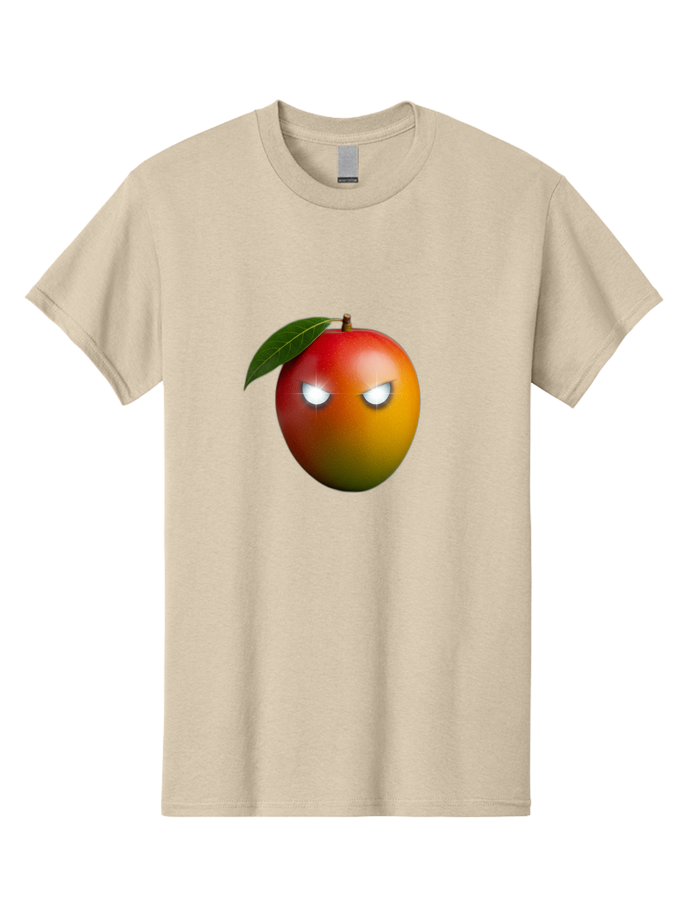 Angry-Mango Men'S Graphic Tee, 100% Cotton, Comfortable Casual Summer Wear, Machine Washable, Angry Mango Face, Mango Fruit, Cartoon Character, Aggressive Expression, Fruit Emoji, Vibrant Colors, Leafy Top, Fun Design, Playful Illustration, Bab647 4