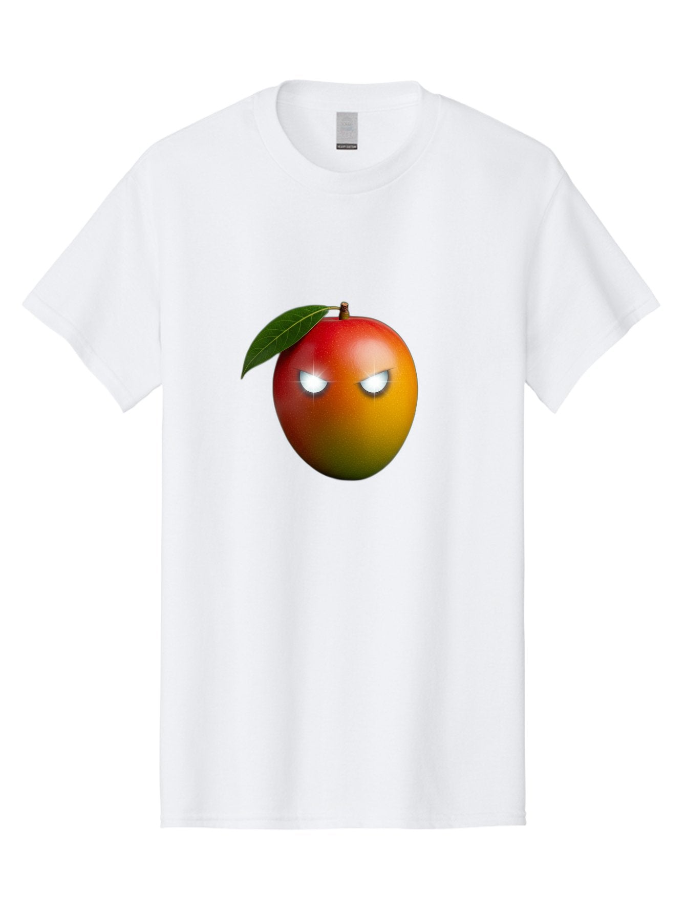Angry-Mango Men'S Graphic Tee, 100% Cotton, Comfortable Casual Summer Wear, Machine Washable, Angry Mango Face, Mango Fruit, Cartoon Character, Aggressive Expression, Fruit Emoji, Vibrant Colors, Leafy Top, Fun Design, Playful Illustration, Bab647 6