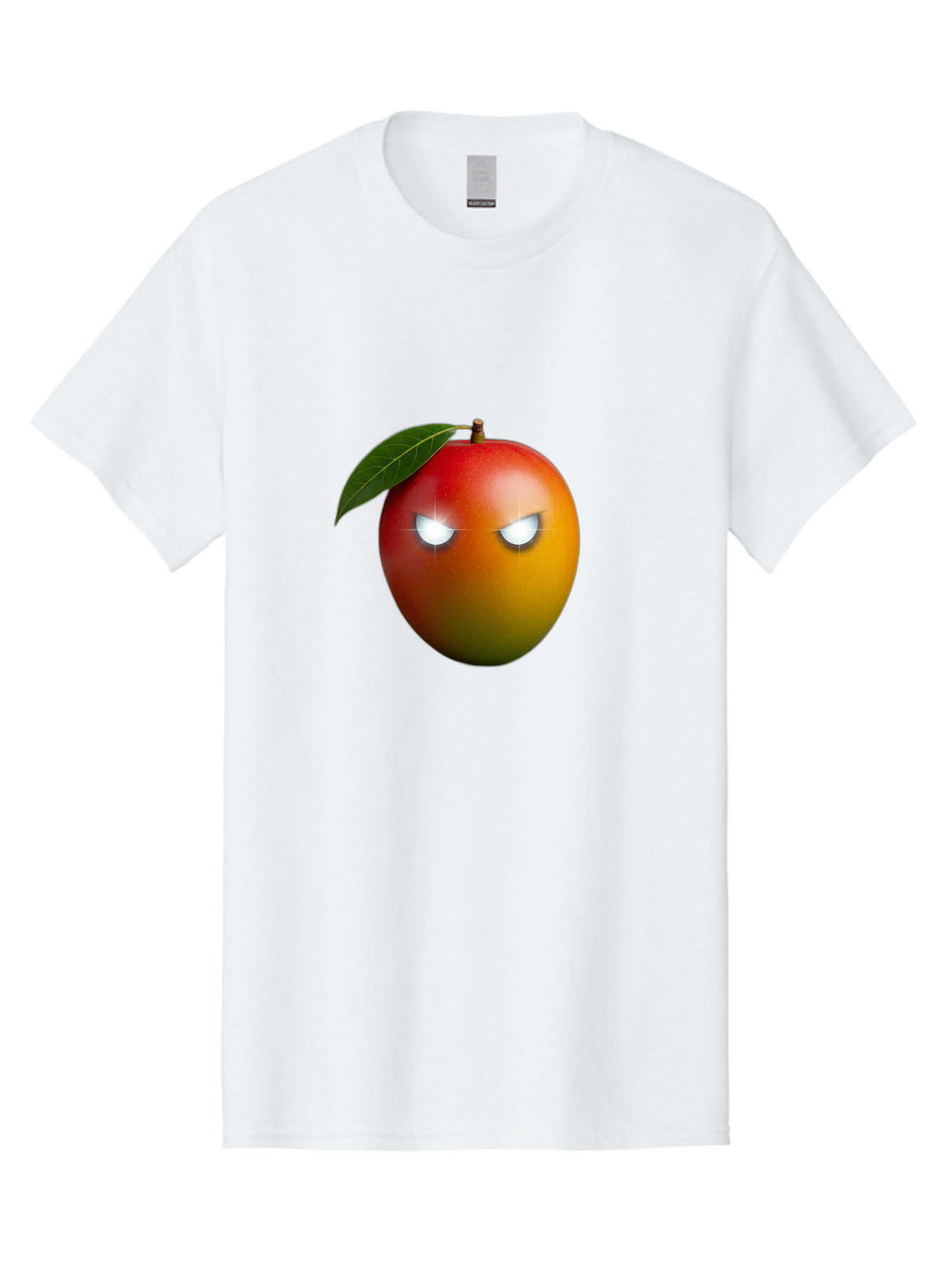 Angry-Mango Men'S Graphic Tee, 100% Cotton, Comfortable Casual Summer Wear, Machine Washable, Angry Mango Face, Mango Fruit, Cartoon Character, Aggressive Expression, Fruit Emoji, Vibrant Colors, Leafy Top, Fun Design, Playful Illustration, Bab647 7