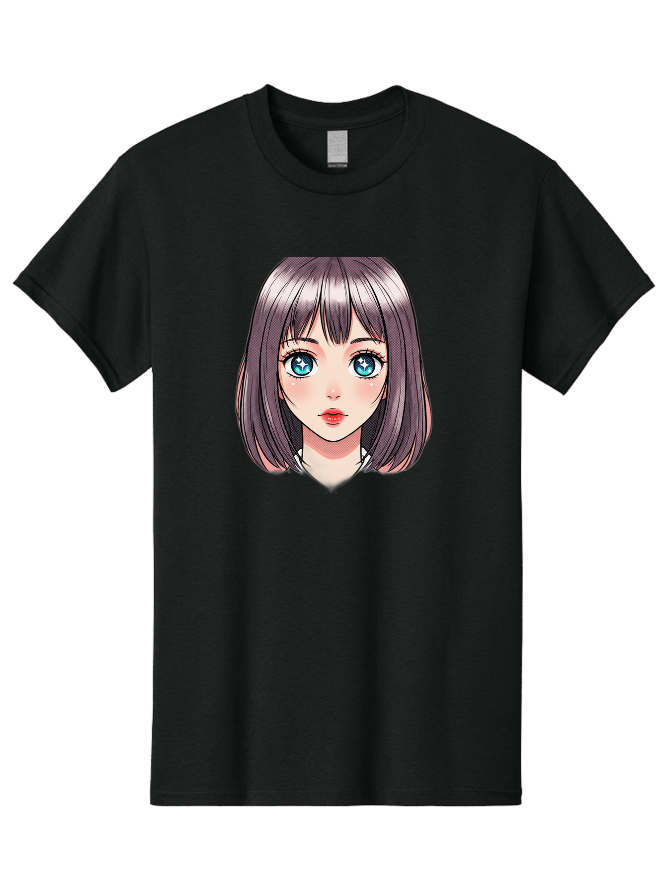 Anime-Girl Men'S Graphic Tee, 100% Cotton, Comfortable Casual Summer Wear, Machine Washable, Anime Girl, Manga Style, Blue Eyes, Short Hair, Bangs, Cartoon Character, Vibrant Colors, Kawaii Art, Digital Illustration, Young Female Character, Bab648 8