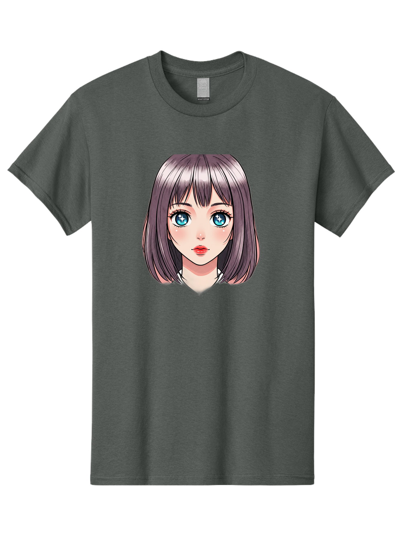 Anime-Girl Men'S Graphic Tee, 100% Cotton, Comfortable Casual Summer Wear, Machine Washable, Anime Girl, Manga Style, Blue Eyes, Short Hair, Bangs, Cartoon Character, Vibrant Colors, Kawaii Art, Digital Illustration, Young Female Character, Bab648 7