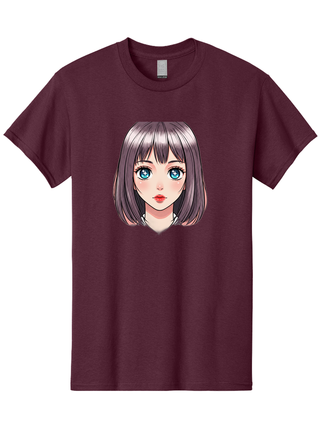 Anime-Girl Men'S Graphic Tee, 100% Cotton, Comfortable Casual Summer Wear, Machine Washable, Anime Girl, Manga Style, Blue Eyes, Short Hair, Bangs, Cartoon Character, Vibrant Colors, Kawaii Art, Digital Illustration, Young Female Character, Bab648 4