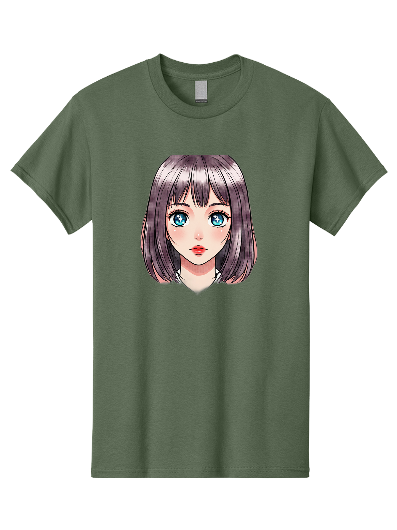 Anime-Girl Men'S Graphic Tee, 100% Cotton, Comfortable Casual Summer Wear, Machine Washable, Anime Girl, Manga Style, Blue Eyes, Short Hair, Bangs, Cartoon Character, Vibrant Colors, Kawaii Art, Digital Illustration, Young Female Character, Bab648 11