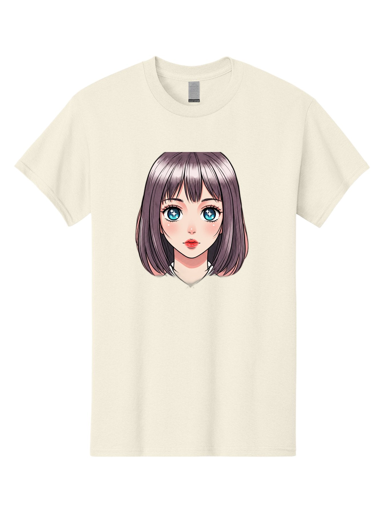 Anime-Girl Men'S Graphic Tee, 100% Cotton, Comfortable Casual Summer Wear, Machine Washable, Anime Girl, Manga Style, Blue Eyes, Short Hair, Bangs, Cartoon Character, Vibrant Colors, Kawaii Art, Digital Illustration, Young Female Character, Bab648 9