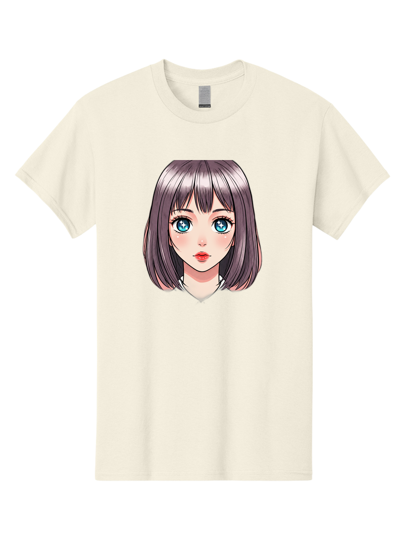 Anime-Girl Men'S Graphic Tee, 100% Cotton, Comfortable Casual Summer Wear, Machine Washable, Anime Girl, Manga Style, Blue Eyes, Short Hair, Bangs, Cartoon Character, Vibrant Colors, Kawaii Art, Digital Illustration, Young Female Character, Bab648 5
