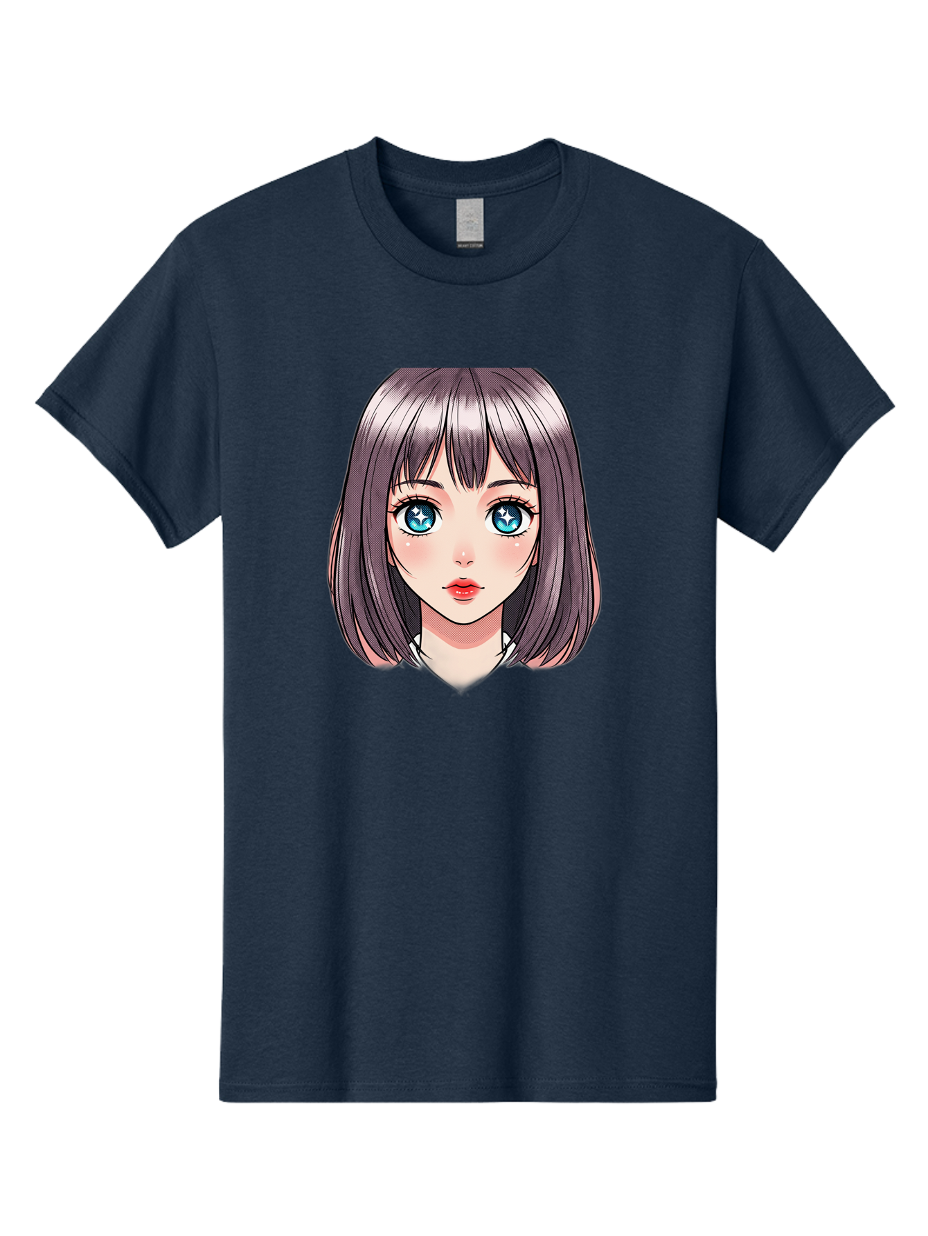 Anime-Girl Men'S Graphic Tee, 100% Cotton, Comfortable Casual Summer Wear, Machine Washable, Anime Girl, Manga Style, Blue Eyes, Short Hair, Bangs, Cartoon Character, Vibrant Colors, Kawaii Art, Digital Illustration, Young Female Character, Bab648 13