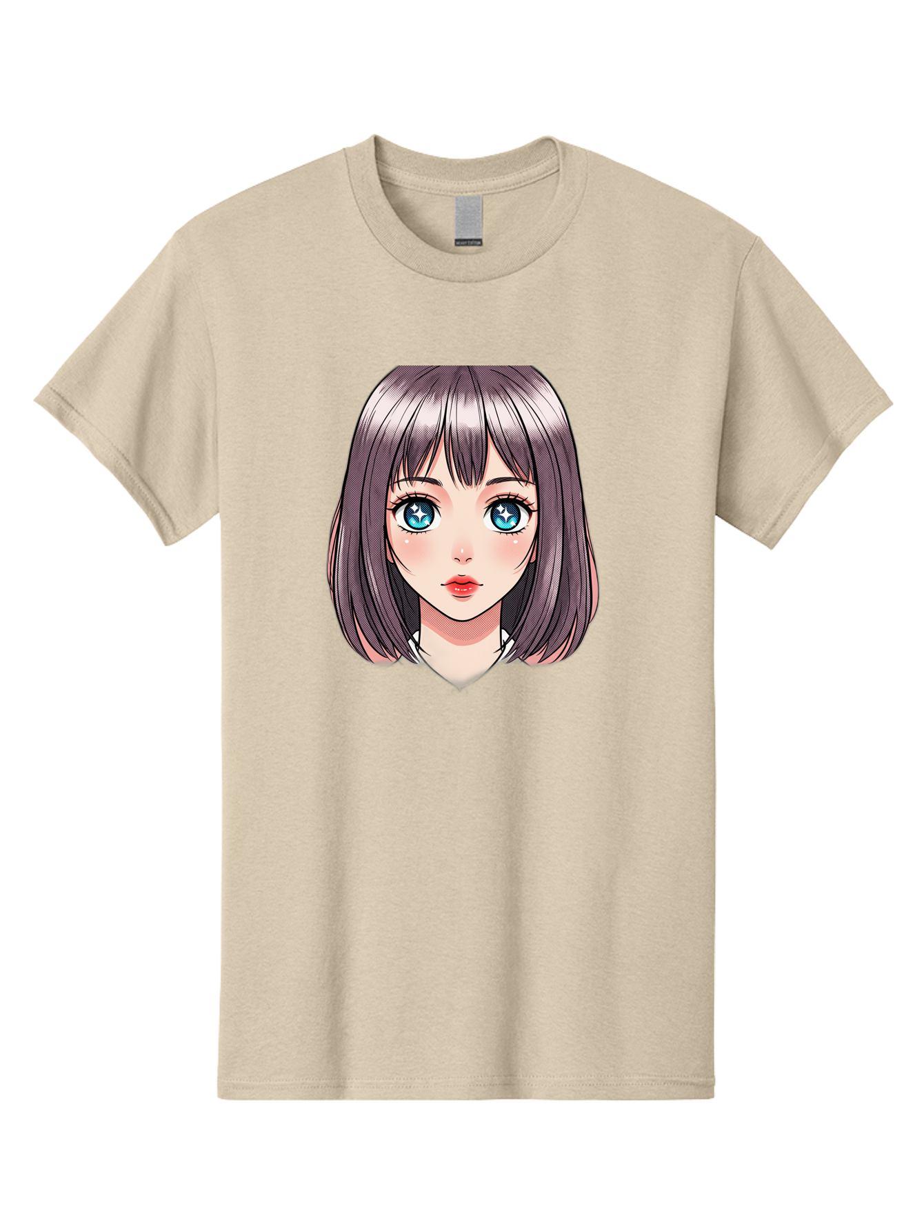 Anime-Girl Men'S Graphic Tee, 100% Cotton, Comfortable Casual Summer Wear, Machine Washable, Anime Girl, Manga Style, Blue Eyes, Short Hair, Bangs, Cartoon Character, Vibrant Colors, Kawaii Art, Digital Illustration, Young Female Character, Bab648 12