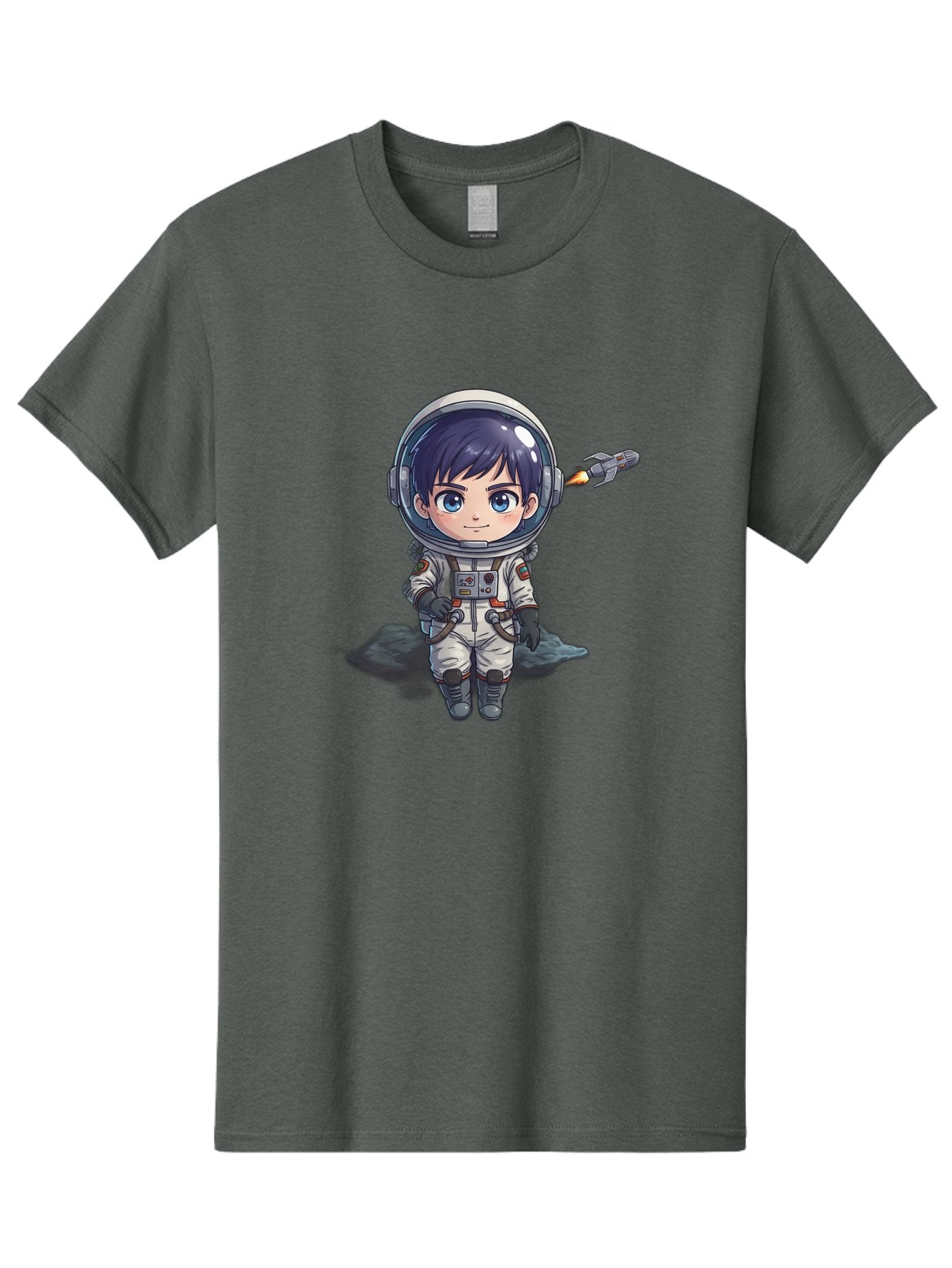 Astronaut-Boy Men'S Graphic Tee, 100% Cotton, Comfortable Casual Summer Wear, Machine Washable, Cartoon Astronaut, Chibi Character, Space Suit, Helmet, Blue Eyes, Dark Hair, Rocket Pack, Adventure, Cartoon Style, Kawaii Art, Futuristic, Bab649 15