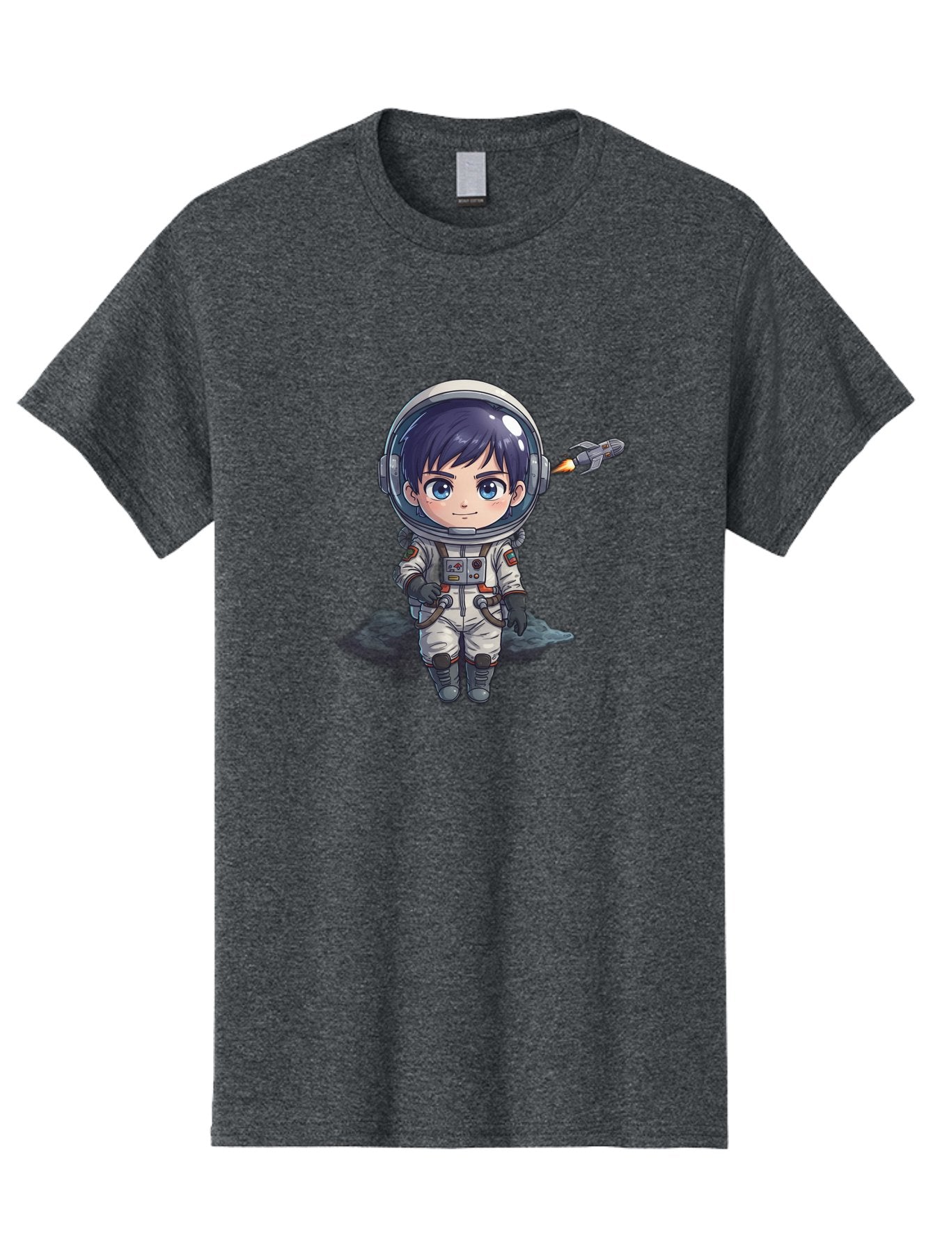 Astronaut-Boy Men'S Graphic Tee, 100% Cotton, Comfortable Casual Summer Wear, Machine Washable, Cartoon Astronaut, Chibi Character, Space Suit, Helmet, Blue Eyes, Dark Hair, Rocket Pack, Adventure, Cartoon Style, Kawaii Art, Futuristic, Bab649 7