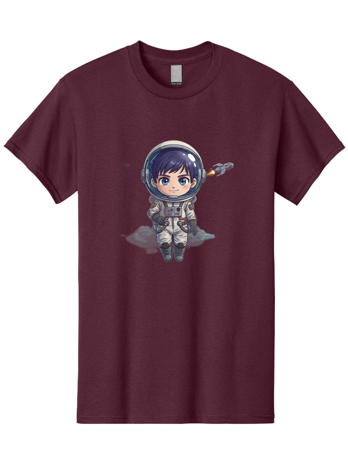 Astronaut-Boy Men'S Graphic Tee, 100% Cotton, Comfortable Casual Summer Wear, Machine Washable, Cartoon Astronaut, Chibi Character, Space Suit, Helmet, Blue Eyes, Dark Hair, Rocket Pack, Adventure, Cartoon Style, Kawaii Art, Futuristic, Bab649 15