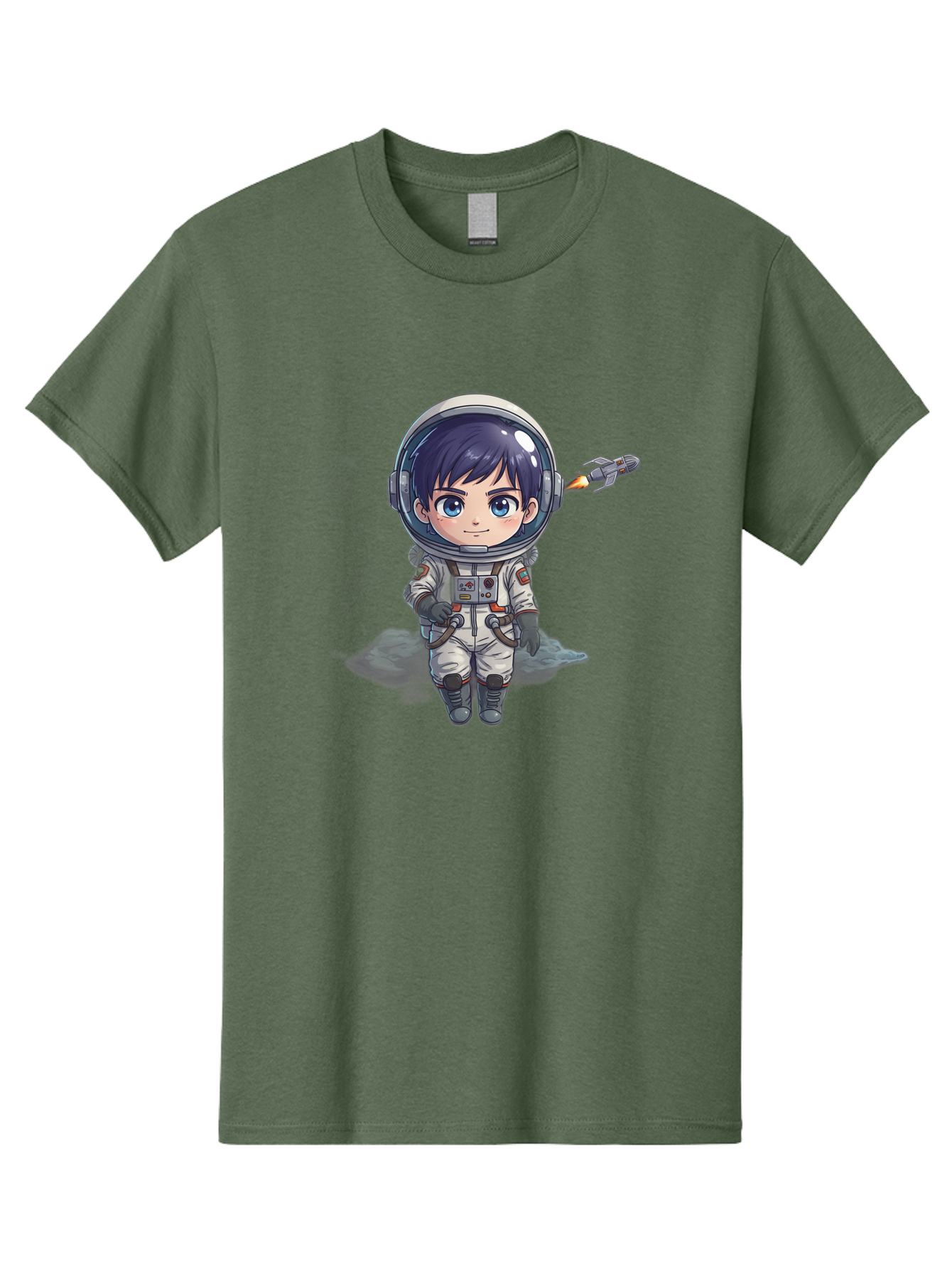 Astronaut-Boy Men'S Graphic Tee, 100% Cotton, Comfortable Casual Summer Wear, Machine Washable, Cartoon Astronaut, Chibi Character, Space Suit, Helmet, Blue Eyes, Dark Hair, Rocket Pack, Adventure, Cartoon Style, Kawaii Art, Futuristic, Bab649 14