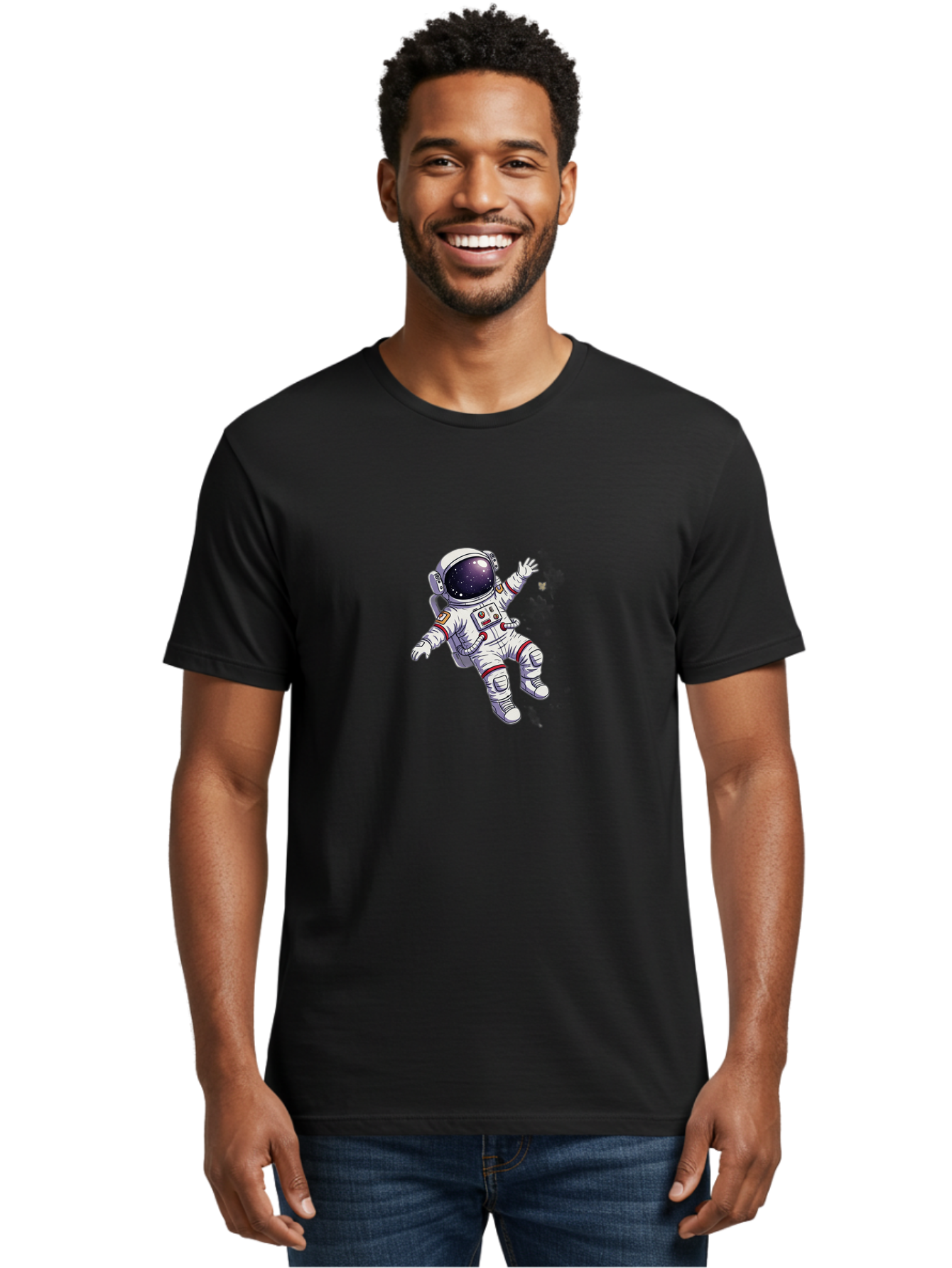 Astronaut-Floating Men'S Graphic Tee, 100% Cotton, Comfortable Casual Summer Wear, Machine Washable, Astronaut In Space, Floating Astronaut, White Spacesuit, Red Accents, Helmet With Stars, Space Exploration, Zero Gravity, Futuristic Design Bab651 27