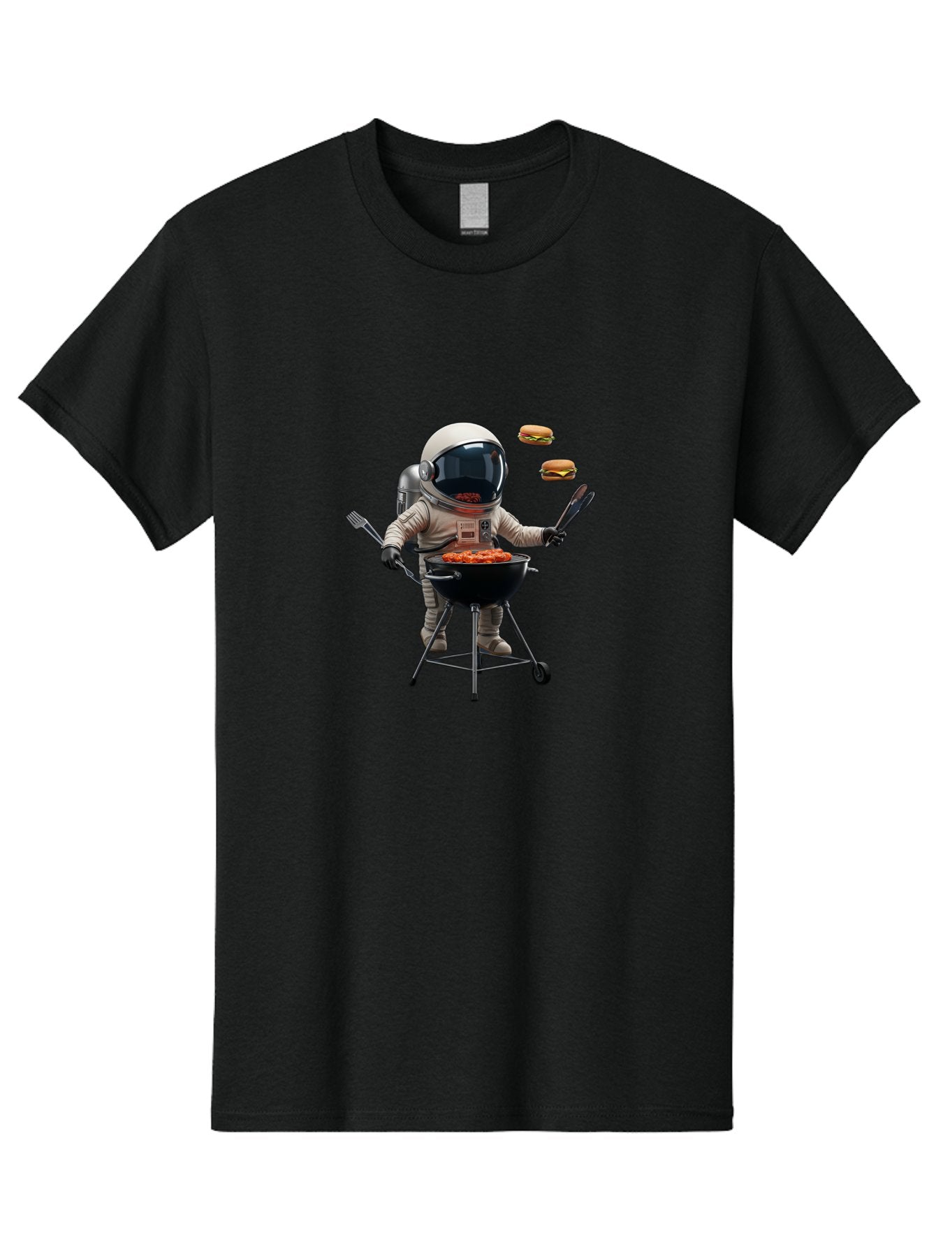 Astronaut-Grilling-Burgers Men'S Graphic Tee, 100% Cotton, Comfortable Casual Summer Wear, Machine Washable, Astronaut Grilling, Barbecue In Space, Floating Burgers, Chef In Space Suit, Grill Master, Casual Dining, Outdoor Cooking, Bab652 15