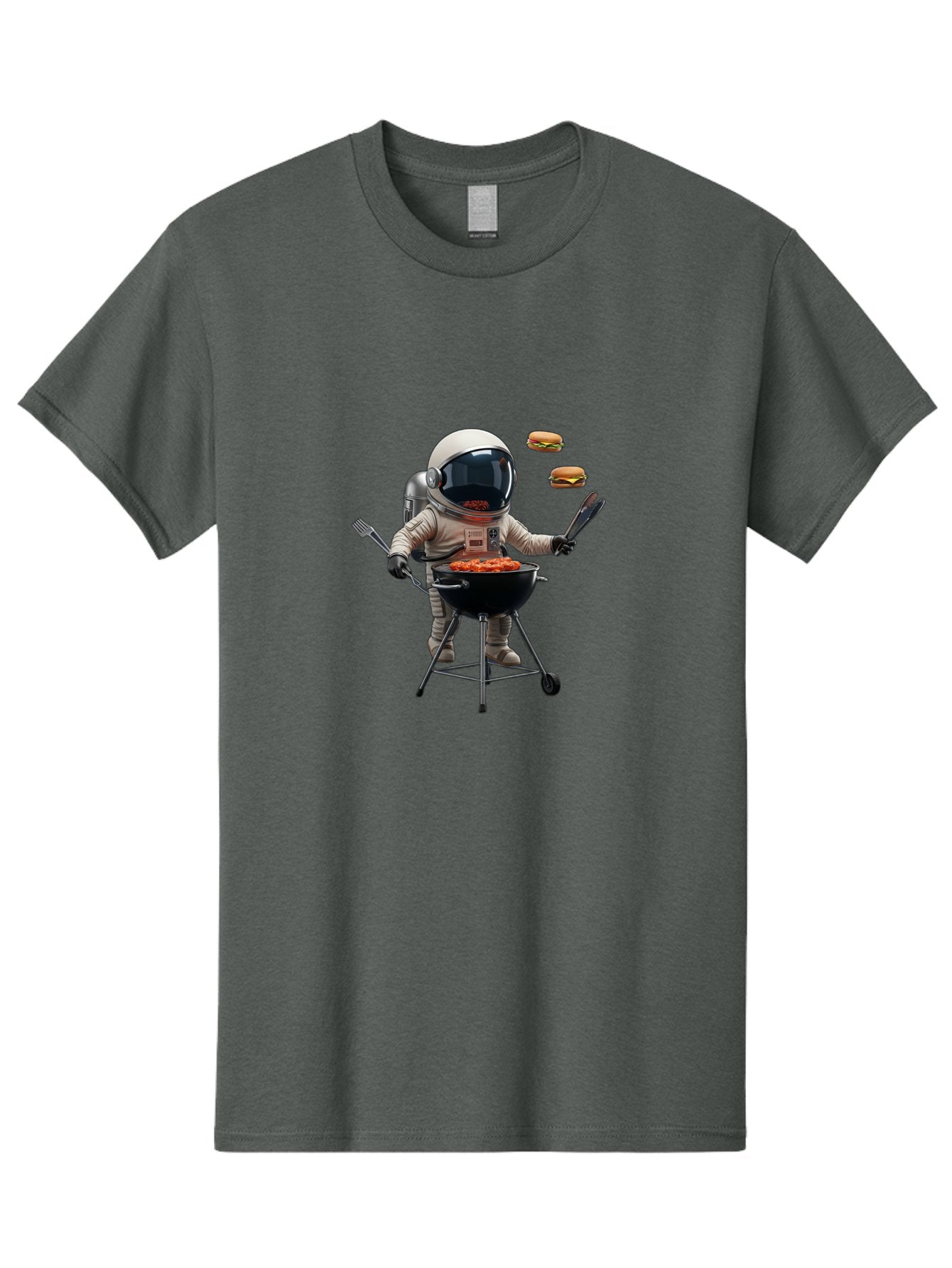 Astronaut-Grilling-Burgers Men'S Graphic Tee, 100% Cotton, Comfortable Casual Summer Wear, Machine Washable, Astronaut Grilling, Barbecue In Space, Floating Burgers, Chef In Space Suit, Grill Master, Casual Dining, Outdoor Cooking, Bab652 3