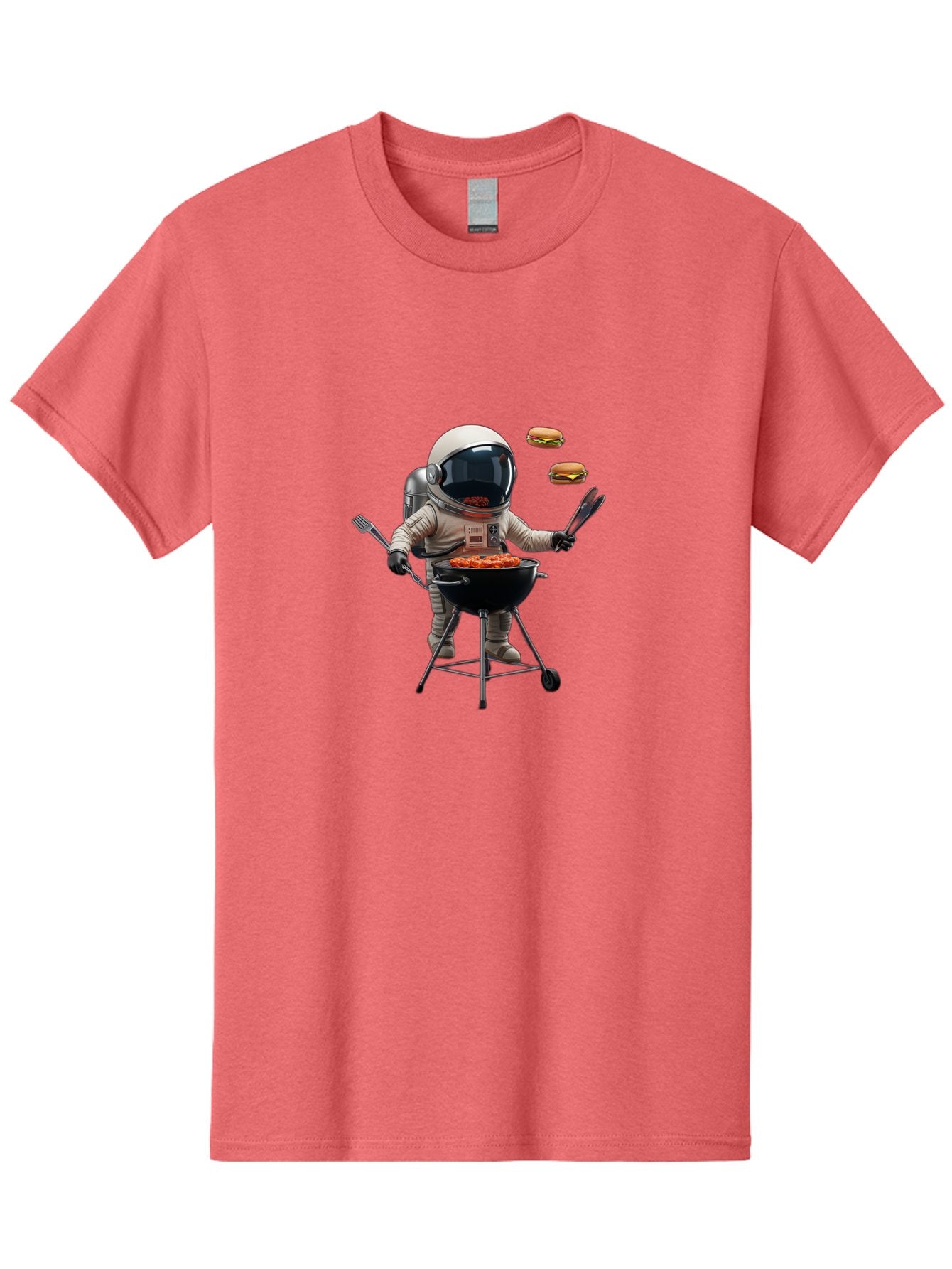 Astronaut-Grilling-Burgers Men'S Graphic Tee, 100% Cotton, Comfortable Casual Summer Wear, Machine Washable, Astronaut Grilling, Barbecue In Space, Floating Burgers, Chef In Space Suit, Grill Master, Casual Dining, Outdoor Cooking, Bab652 12
