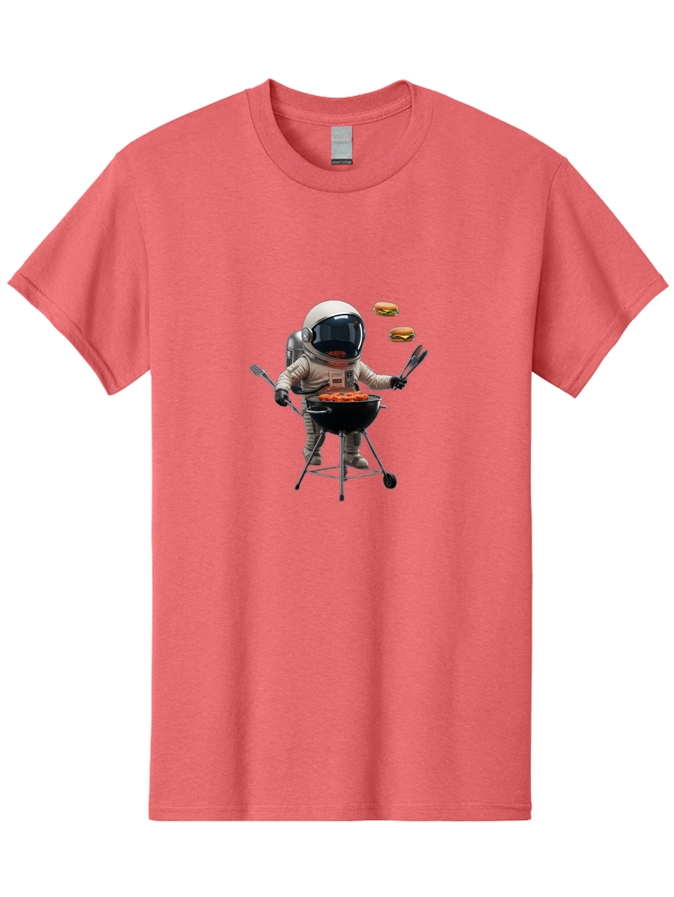 Astronaut-Grilling-Burgers Men'S Graphic Tee, 100% Cotton, Comfortable Casual Summer Wear, Machine Washable, Astronaut Grilling, Barbecue In Space, Floating Burgers, Chef In Space Suit, Grill Master, Casual Dining, Outdoor Cooking, Bab652 3
