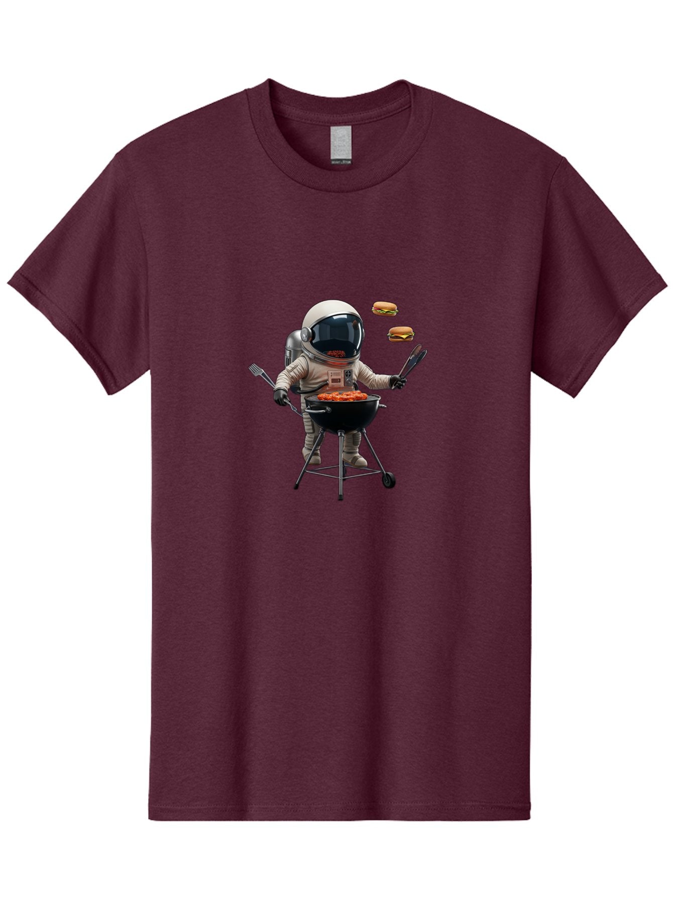 Astronaut-Grilling-Burgers Men'S Graphic Tee, 100% Cotton, Comfortable Casual Summer Wear, Machine Washable, Astronaut Grilling, Barbecue In Space, Floating Burgers, Chef In Space Suit, Grill Master, Casual Dining, Outdoor Cooking, Bab652 9