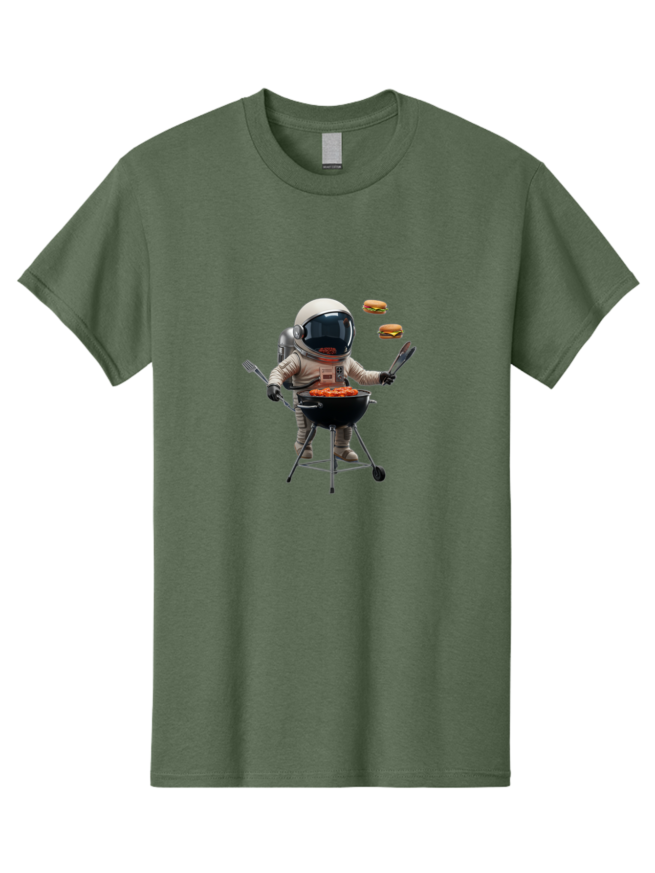Astronaut-Grilling-Burgers Men'S Graphic Tee, 100% Cotton, Comfortable Casual Summer Wear, Machine Washable, Astronaut Grilling, Barbecue In Space, Floating Burgers, Chef In Space Suit, Grill Master, Casual Dining, Outdoor Cooking, Bab652 14