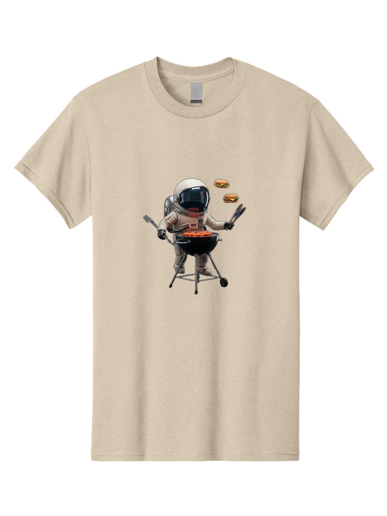 Astronaut-Grilling-Burgers Men'S Graphic Tee, 100% Cotton, Comfortable Casual Summer Wear, Machine Washable, Astronaut Grilling, Barbecue In Space, Floating Burgers, Chef In Space Suit, Grill Master, Casual Dining, Outdoor Cooking, Bab652 11