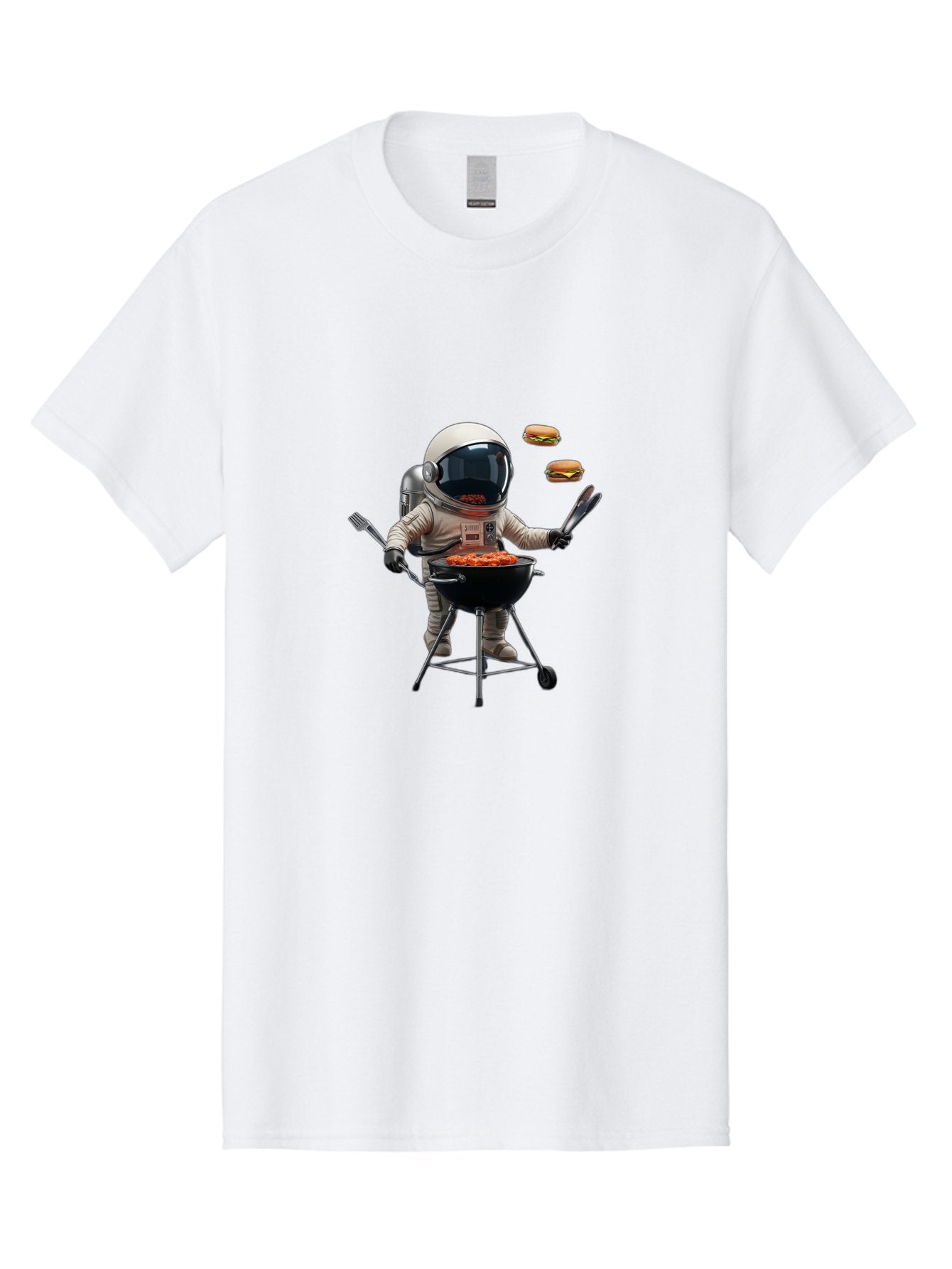 Astronaut-Grilling-Burgers Men'S Graphic Tee, 100% Cotton, Comfortable Casual Summer Wear, Machine Washable, Astronaut Grilling, Barbecue In Space, Floating Burgers, Chef In Space Suit, Grill Master, Casual Dining, Outdoor Cooking, Bab652 6