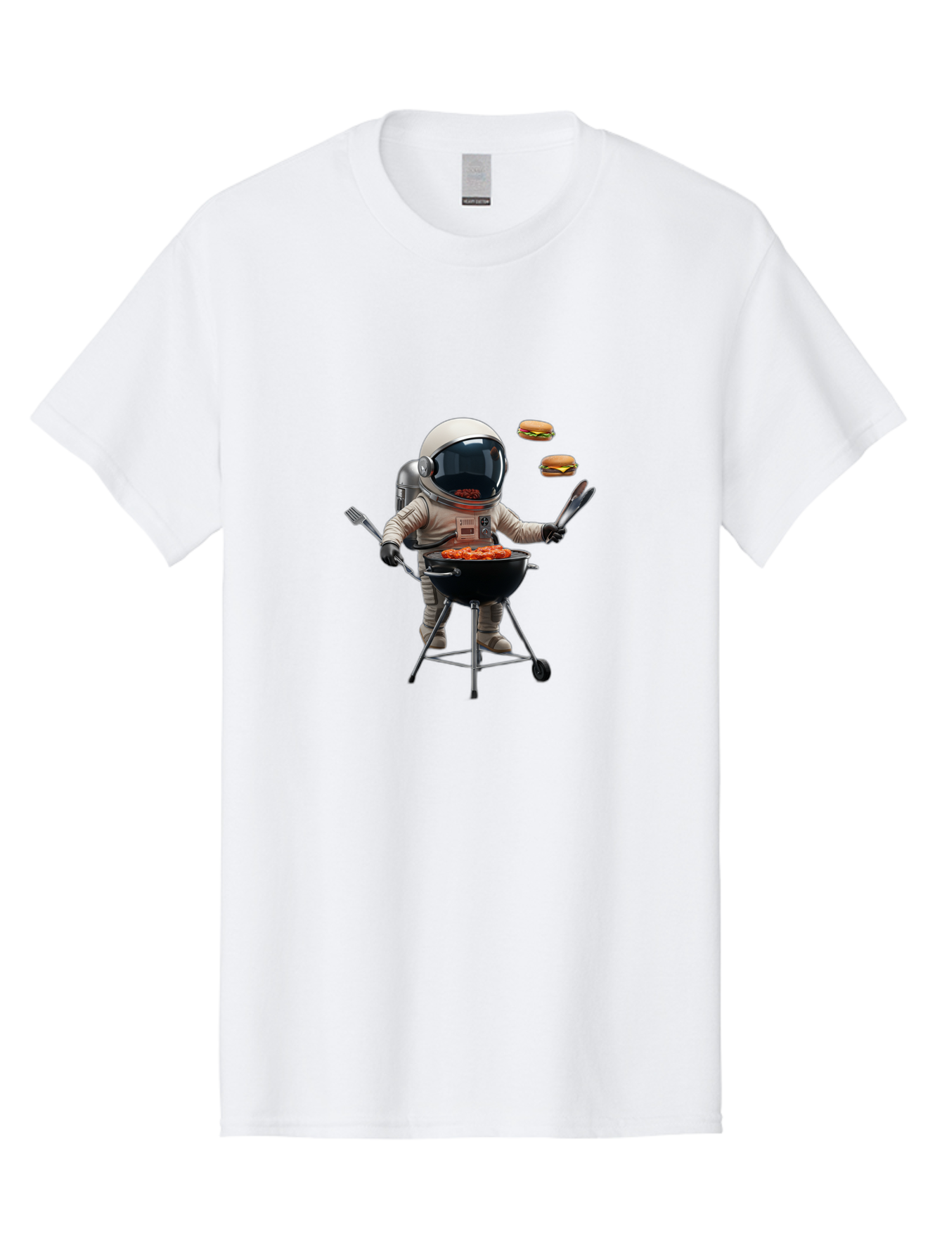 Astronaut-Grilling-Burgers Men'S Graphic Tee, 100% Cotton, Comfortable Casual Summer Wear, Machine Washable, Astronaut Grilling, Barbecue In Space, Floating Burgers, Chef In Space Suit, Grill Master, Casual Dining, Outdoor Cooking, Bab652 7