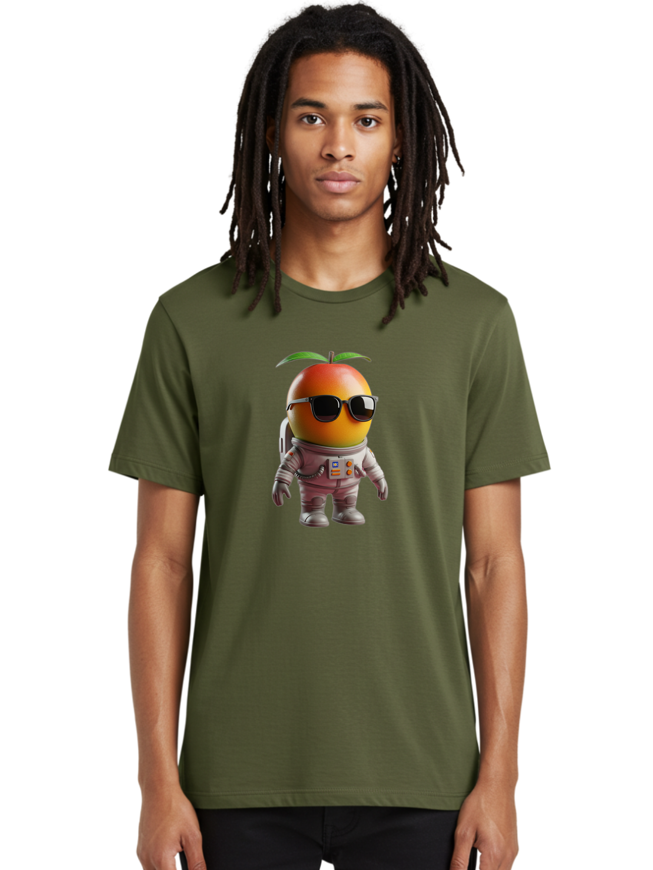 Astronaut-Peach Men'S Graphic Tee, 100% Cotton, Comfortable Casual Summer Wear, Machine Washable, Mango Astronaut, Space Suit, Trendy Shades, Cartoon Character, Orange Fruit, Astronaut Costume, Futuristic Design, Cool Glasses, Space Adventure, Bab653 30