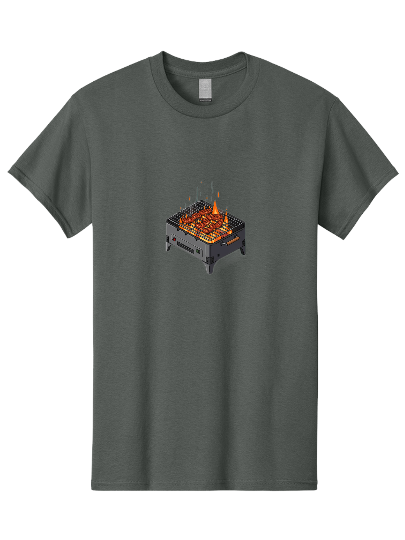 Barbecue-Grill-1 Men'S Graphic Tee, 100% Cotton, Comfortable Casual Summer Wear, Machine Washable, Barbecue Grill, Grilled Meat, Skewers, Flames, Outdoor Cooking, Delicious Food, Savory Dishes, Appetizing Meal, Grilled Vegetables, Bab655