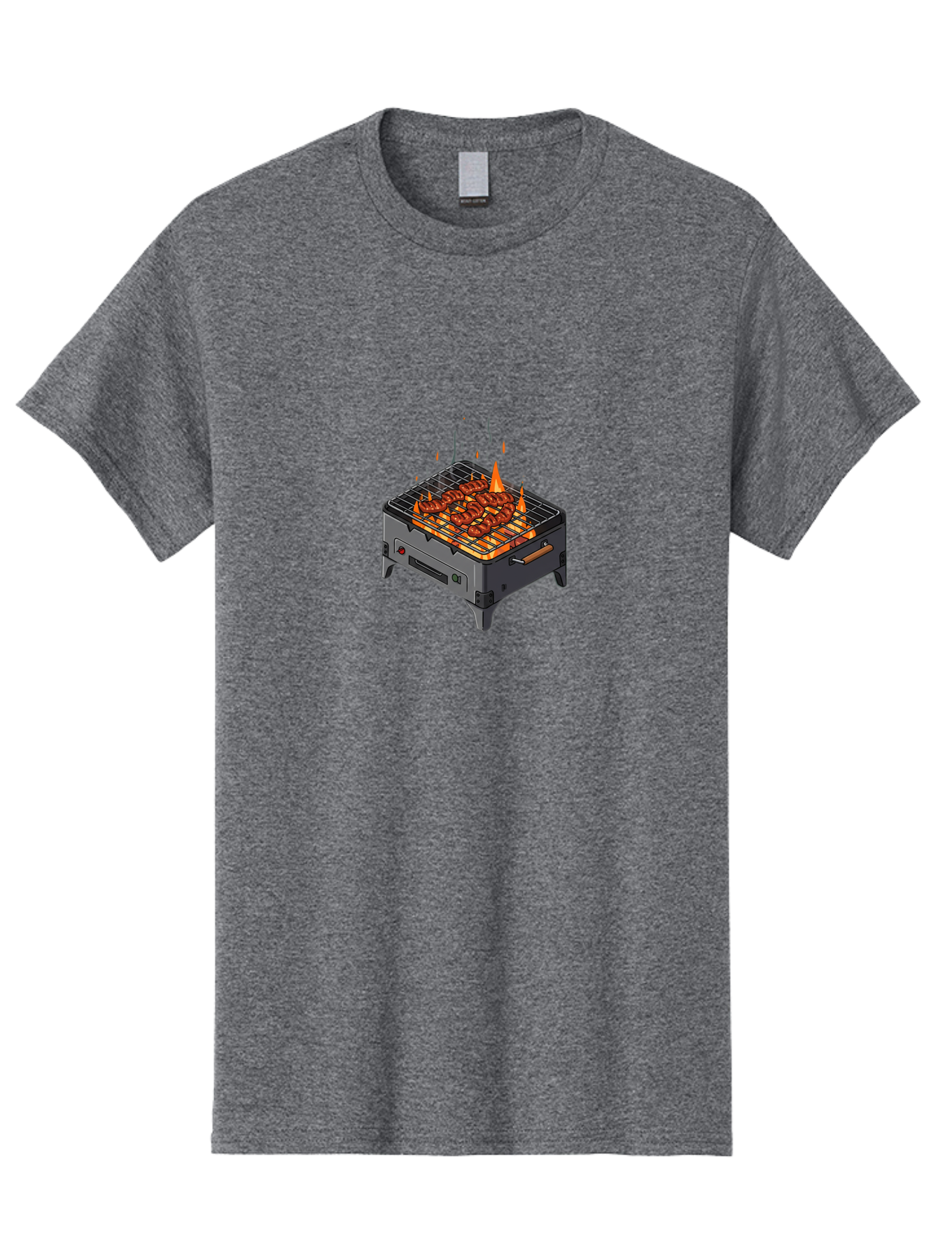 Barbecue-Grill-1 Men'S Graphic Tee, 100% Cotton, Comfortable Casual Summer Wear, Machine Washable, Barbecue Grill, Grilled Meat, Skewers, Flames, Outdoor Cooking, Delicious Food, Savory Dishes, Appetizing Meal, Grilled Vegetables, Bab655