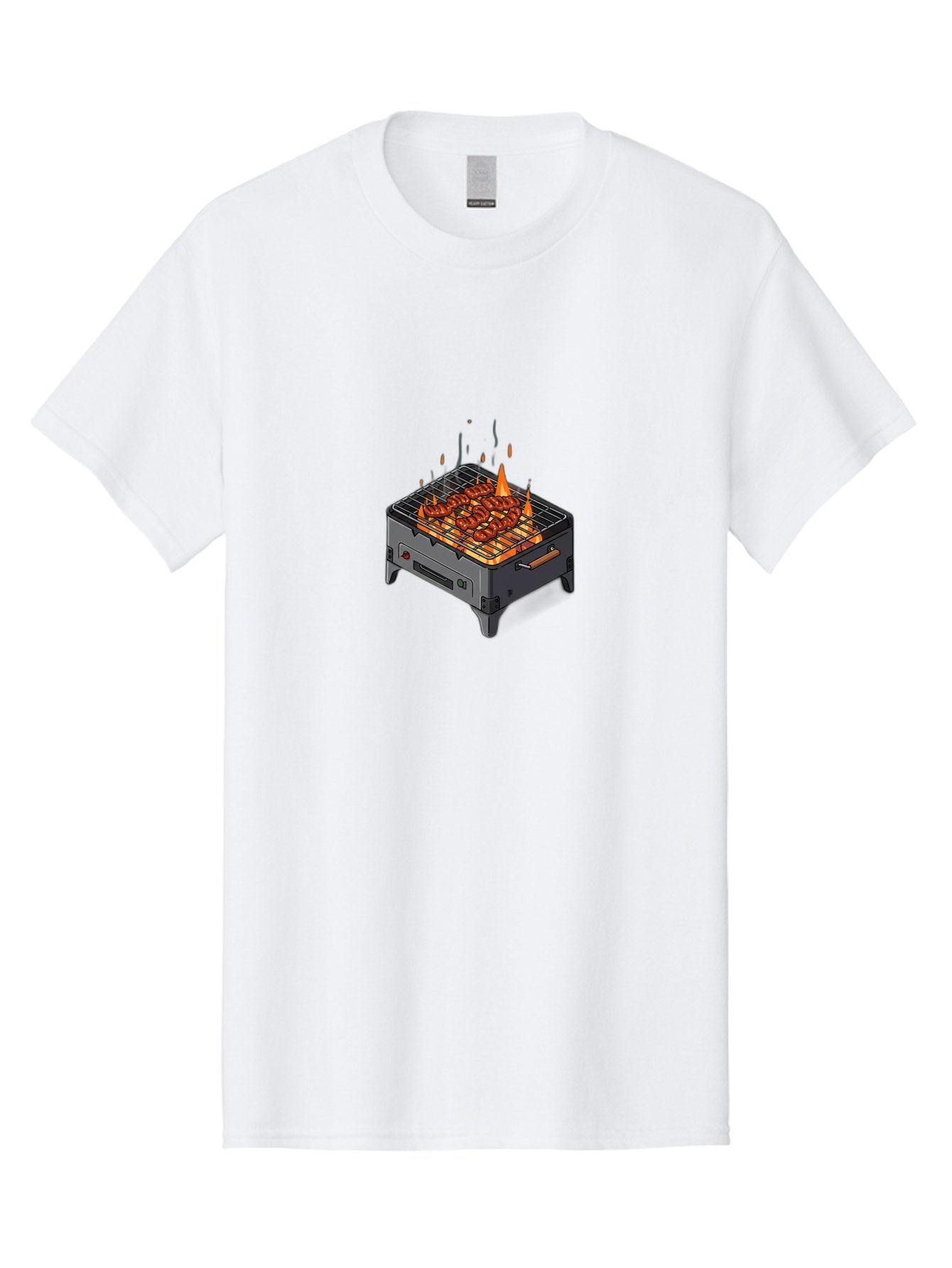 Barbecue-Grill-1 Men'S Graphic Tee, 100% Cotton, Comfortable Casual Summer Wear, Machine Washable, Barbecue Grill, Grilled Meat, Skewers, Flames, Outdoor Cooking, Delicious Food, Savory Dishes, Appetizing Meal, Grilled Vegetables, Bab655 10