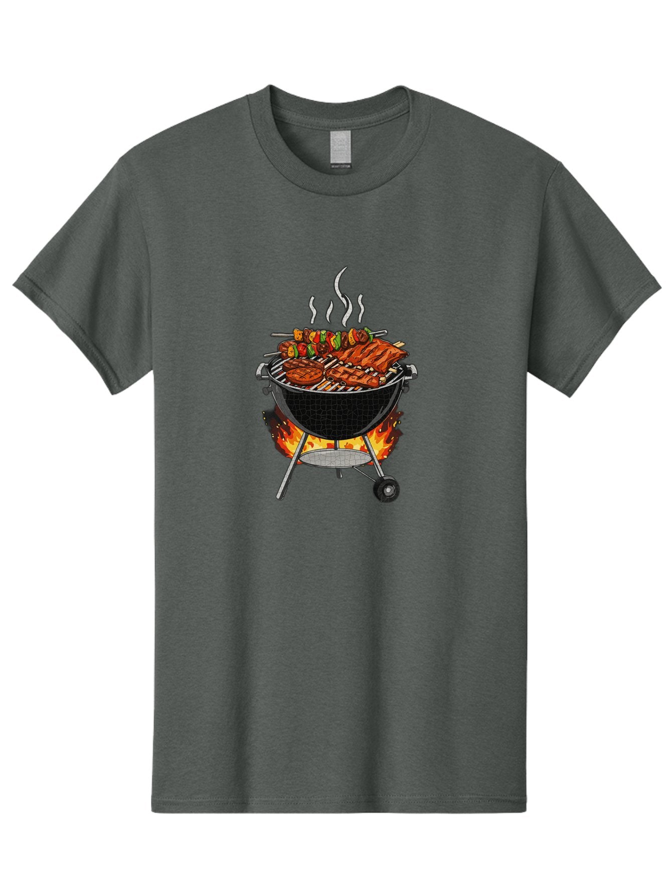 Barbecue-Grill-2 Men'S Graphic Tee, 100% Cotton, Comfortable Casual Summer Wear, Machine Washable, Barbecue Grill, Grilled Ribs, Kebabs, Skewers, Vegetables, Meat, Outdoor Cooking, Summer Food, Grill Marks, Smoky Flavor, Foodie, Backyard Bbq Bab656 7