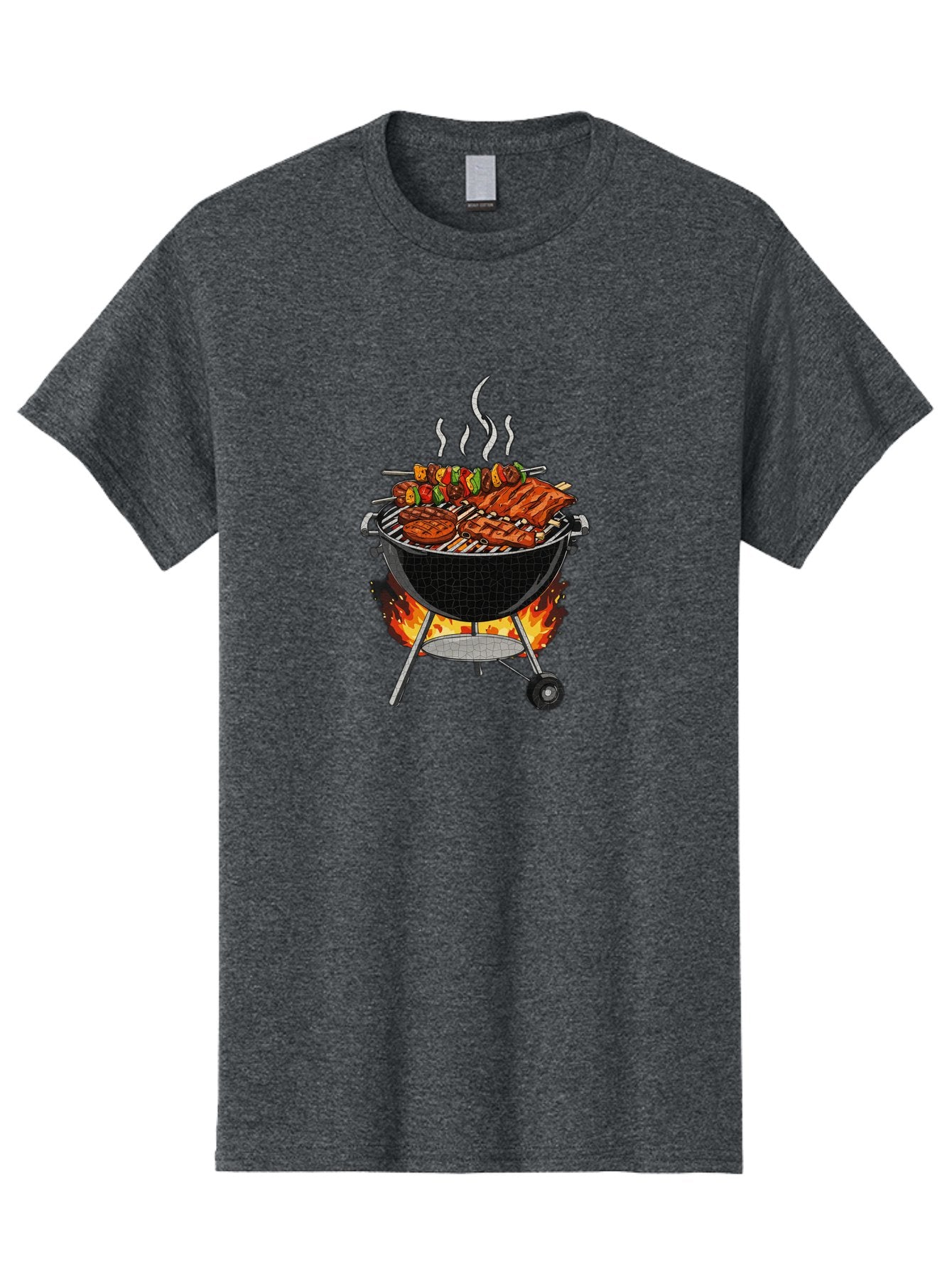 Barbecue-Grill-2 Men'S Graphic Tee, 100% Cotton, Comfortable Casual Summer Wear, Machine Washable, Barbecue Grill, Grilled Ribs, Kebabs, Skewers, Vegetables, Meat, Outdoor Cooking, Summer Food, Grill Marks, Smoky Flavor, Foodie, Backyard Bbq Bab656 13