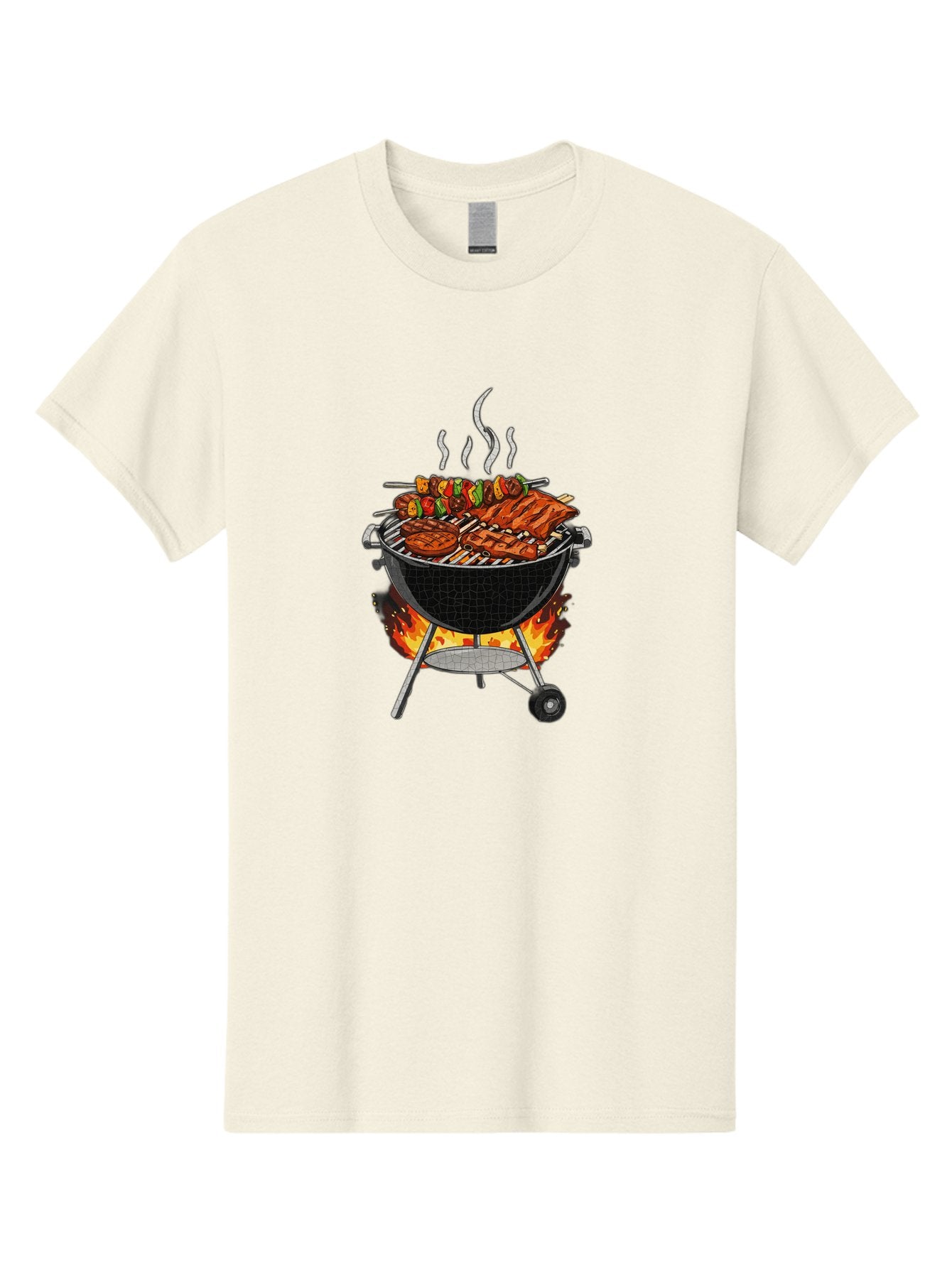 Barbecue-Grill-2 Men'S Graphic Tee, 100% Cotton, Comfortable Casual Summer Wear, Machine Washable, Barbecue Grill, Grilled Ribs, Kebabs, Skewers, Vegetables, Meat, Outdoor Cooking, Summer Food, Grill Marks, Smoky Flavor, Foodie, Backyard Bbq Bab656 6