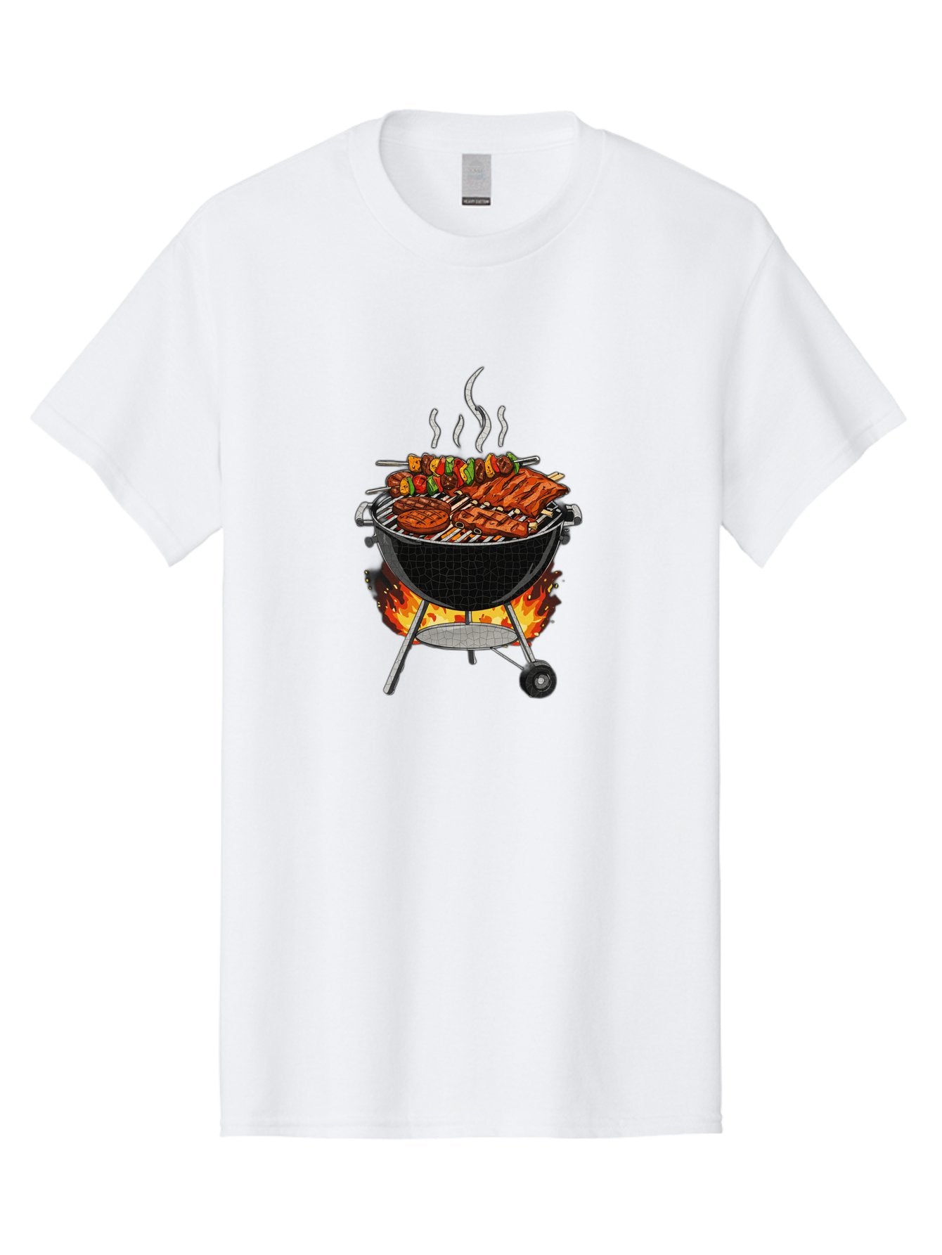 Barbecue-Grill-2 Men'S Graphic Tee, 100% Cotton, Comfortable Casual Summer Wear, Machine Washable, Barbecue Grill, Grilled Ribs, Kebabs, Skewers, Vegetables, Meat, Outdoor Cooking, Summer Food, Grill Marks, Smoky Flavor, Foodie, Backyard Bbq Bab656 14