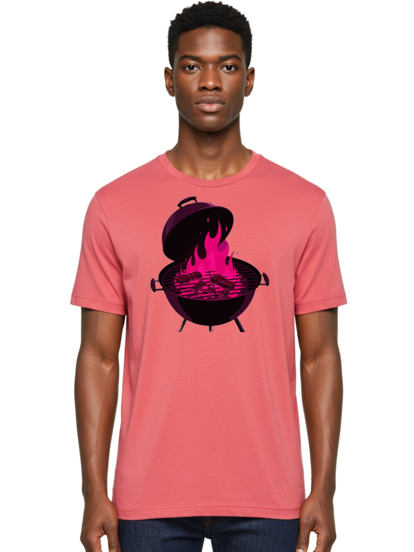 Barbecue-Grill-4 Men'S Graphic Tee, 100% Cotton, Comfortable Casual Summer Wear, Machine Washable, Barbecue Grill, Grilling Meat, Hot Flames, Cooking Outdoors, Summer Food, Grilling Burgers Bab658 17