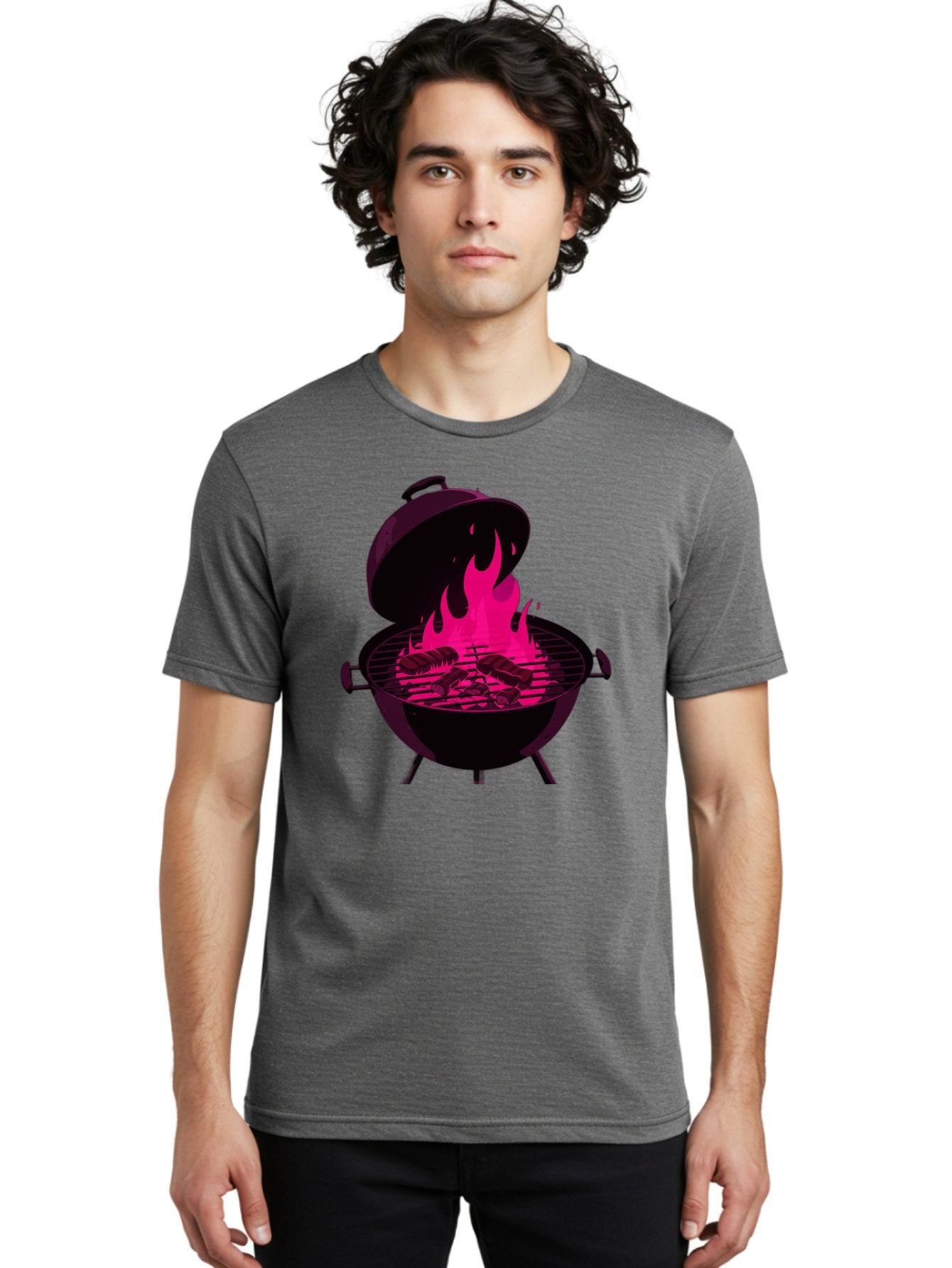 Barbecue-Grill-4 Men'S Graphic Tee, 100% Cotton, Comfortable Casual Summer Wear, Machine Washable, Barbecue Grill, Grilling Meat, Hot Flames, Cooking Outdoors, Summer Food, Grilling Burgers Bab658 26