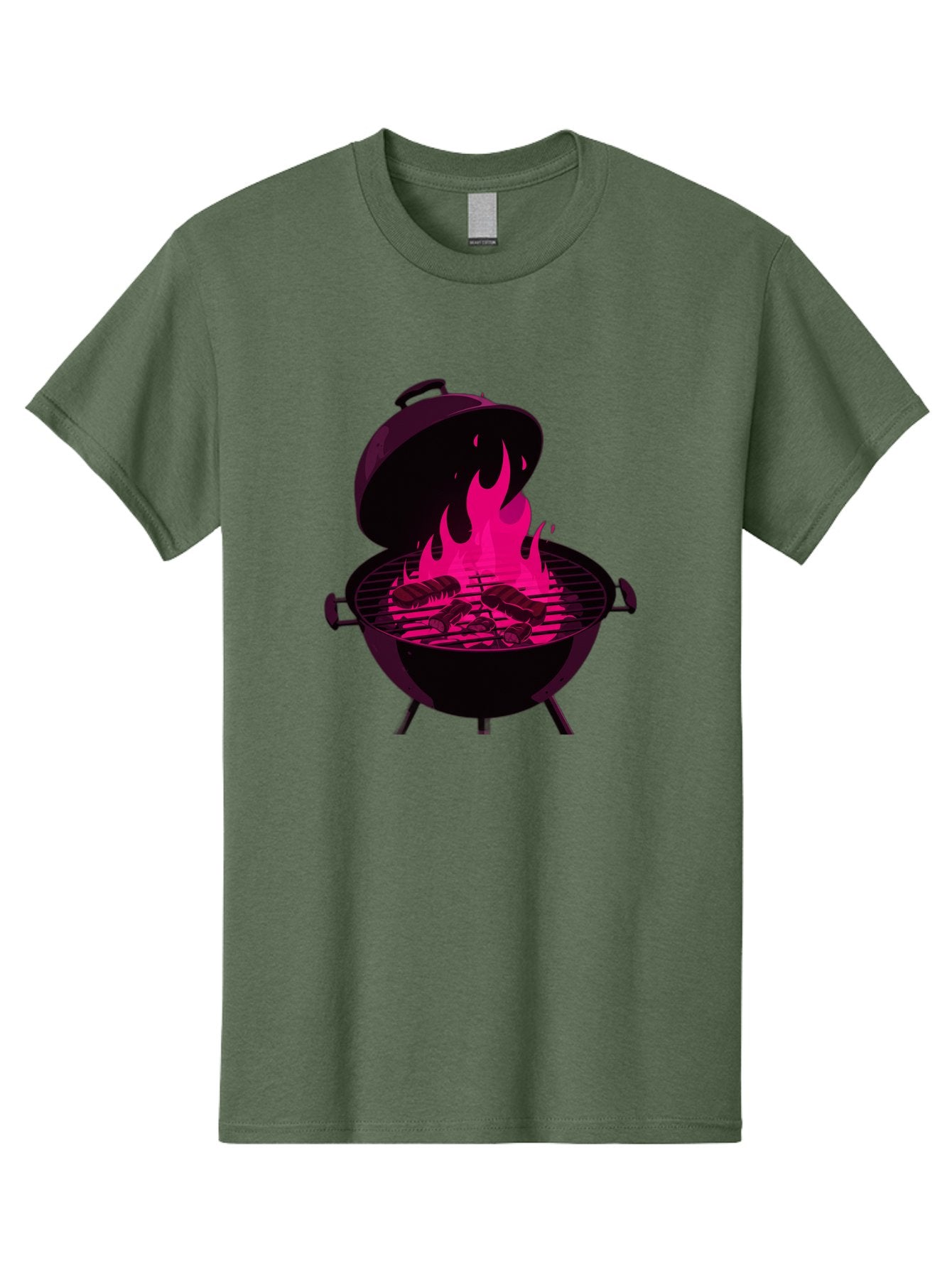 Barbecue-Grill-4 Men'S Graphic Tee, 100% Cotton, Comfortable Casual Summer Wear, Machine Washable, Barbecue Grill, Grilling Meat, Hot Flames, Cooking Outdoors, Summer Food, Grilling Burgers Bab658