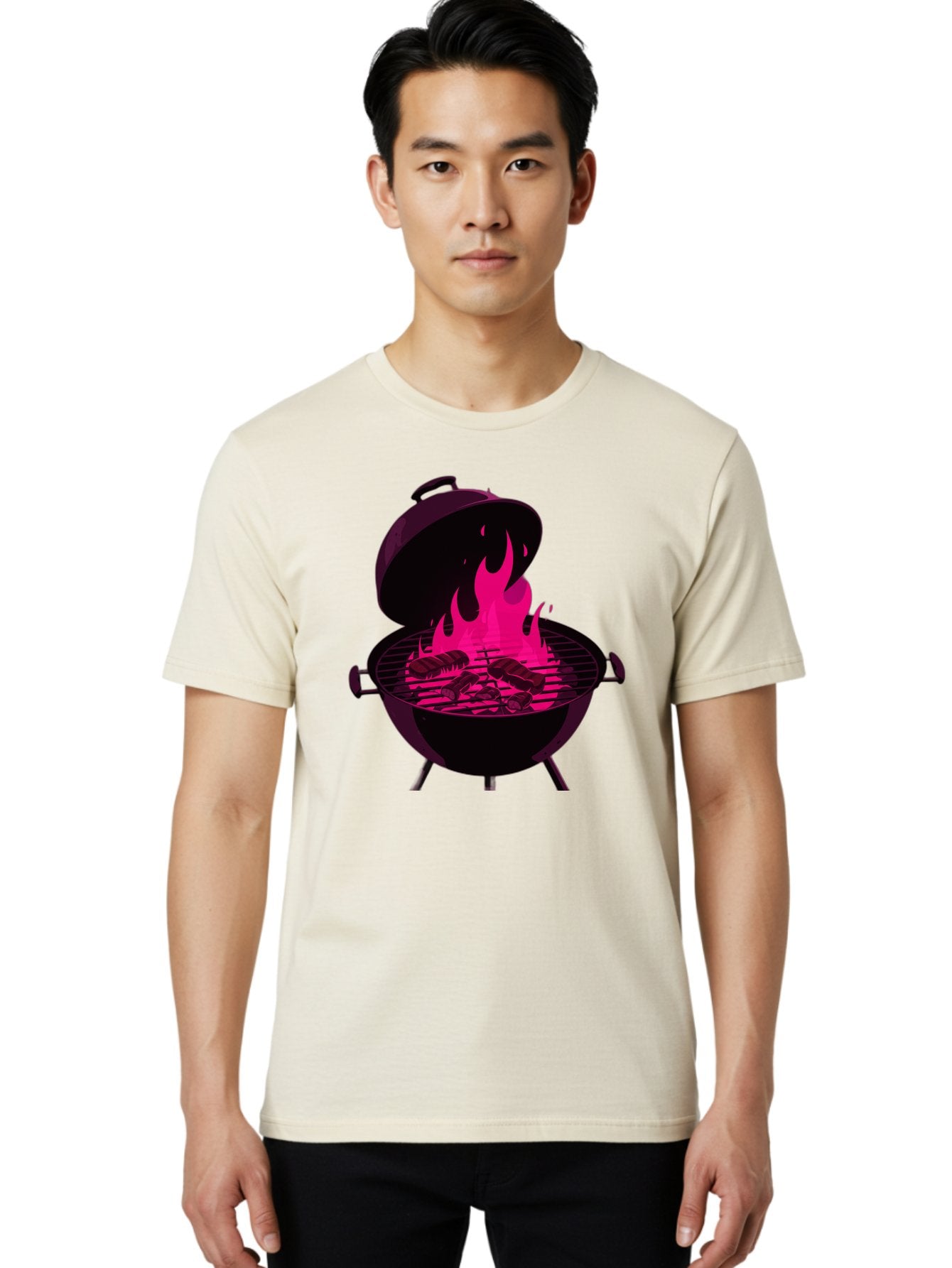 Barbecue-Grill-4 Men'S Graphic Tee, 100% Cotton, Comfortable Casual Summer Wear, Machine Washable, Barbecue Grill, Grilling Meat, Hot Flames, Cooking Outdoors, Summer Food, Grilling Burgers Bab658 27