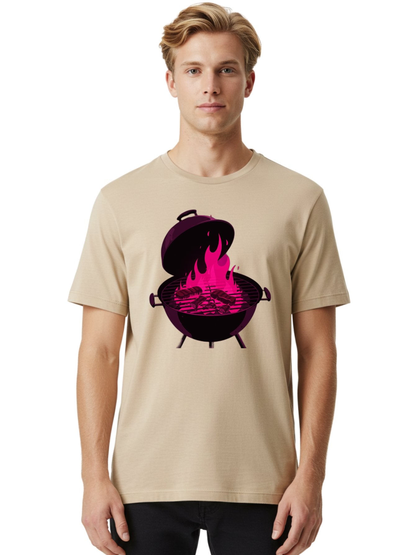 Barbecue-Grill-4 Men'S Graphic Tee, 100% Cotton, Comfortable Casual Summer Wear, Machine Washable, Barbecue Grill, Grilling Meat, Hot Flames, Cooking Outdoors, Summer Food, Grilling Burgers Bab658 18