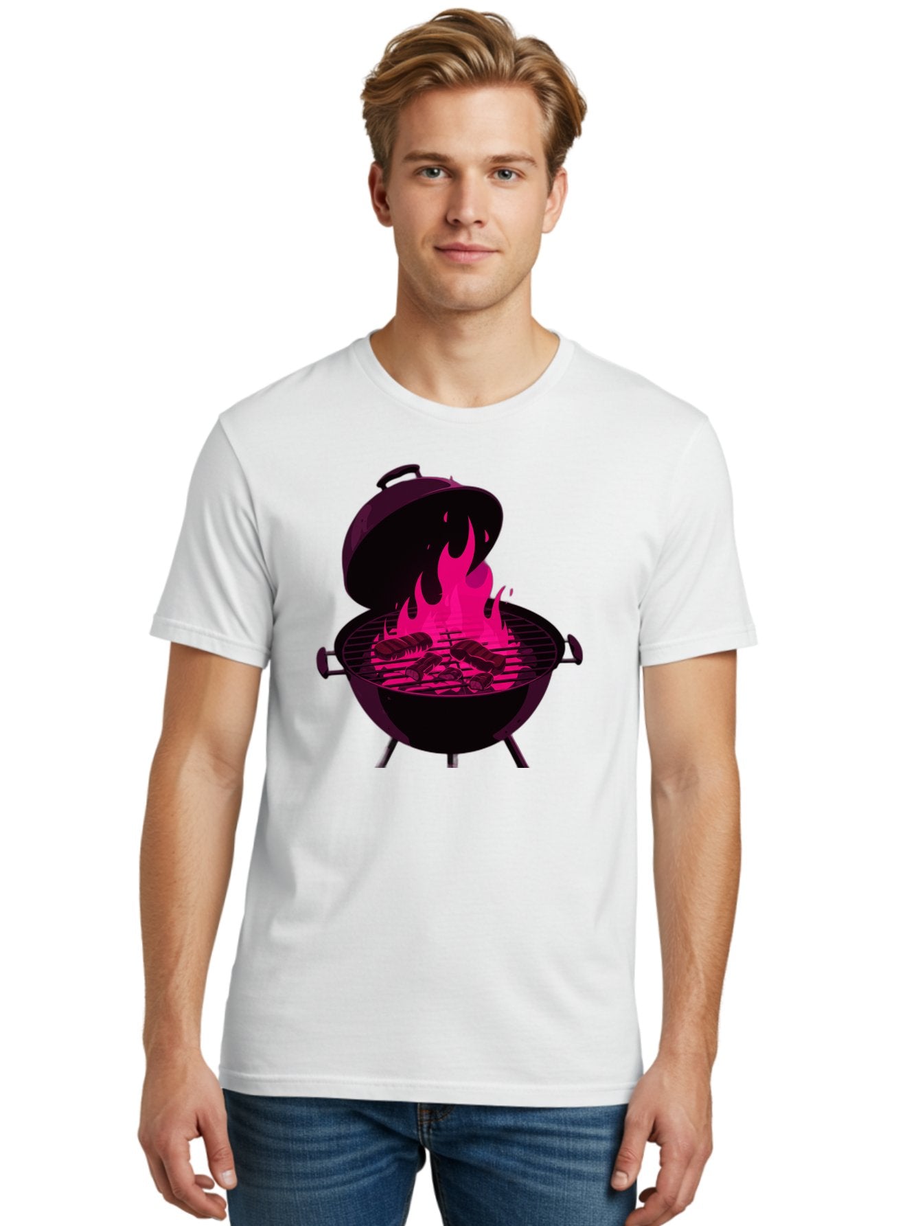 Barbecue-Grill-4 Men'S Graphic Tee, 100% Cotton, Comfortable Casual Summer Wear, Machine Washable, Barbecue Grill, Grilling Meat, Hot Flames, Cooking Outdoors, Summer Food, Grilling Burgers Bab658 28