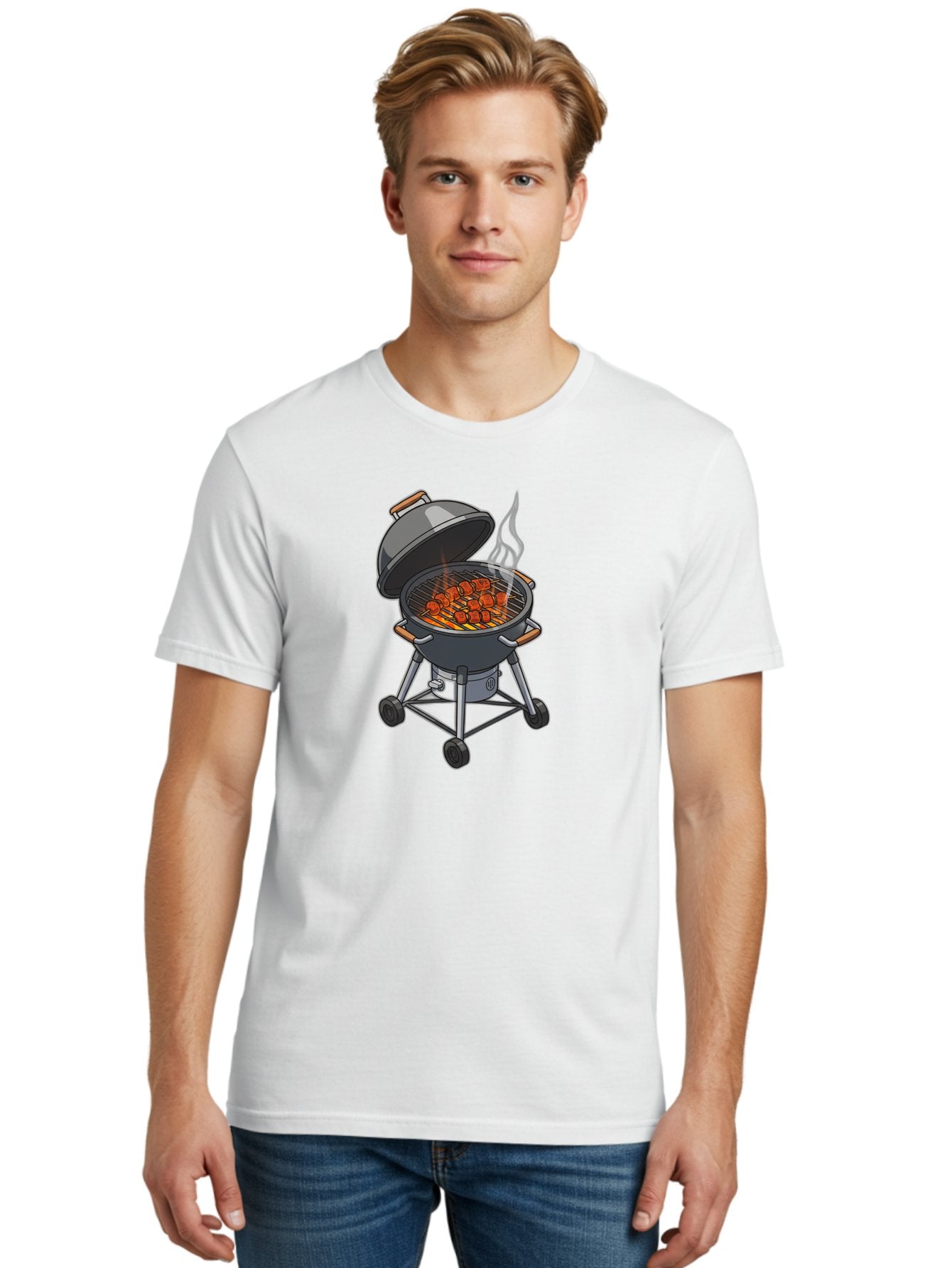 Barbecue-Grill-5 Men'S Graphic Tee, 100% Cotton, Comfortable Casual Summer Wear, Machine Washable, Barbecue Grill, Grilled Meats, Outdoor Cooking, Barbecue Ingredients, Charcoal Grill, Grilled Food, Summer Cooking, Barbecue Accessories, Bab659 27