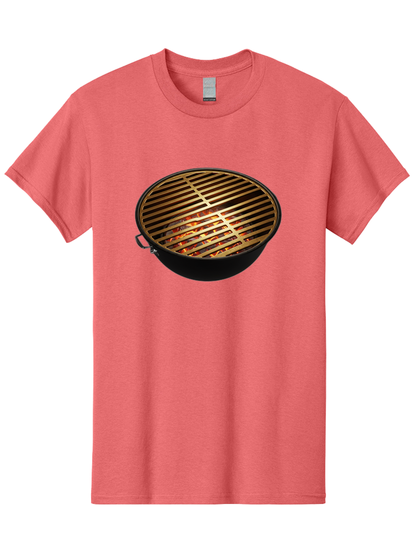 Barbecue-Grill-7 Men'S Graphic Tee, 100% Cotton, Comfortable Casual Summer Wear, Machine Washable, Barbecue Grill, Black Metal, Gold Grill Grates, Glowing Coals, Outdoor Cooking, Grill Marks, Barbecue Accessories, Grill Master Bab661