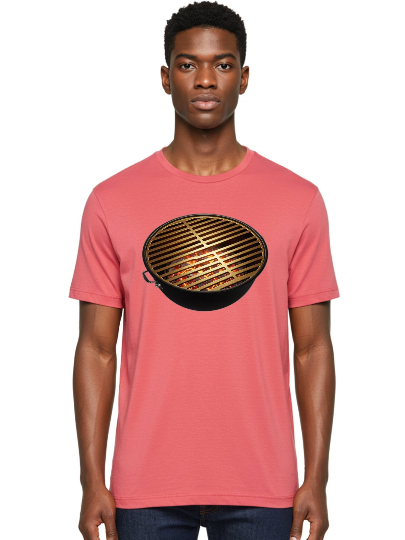 Barbecue-Grill-7 Men'S Graphic Tee, 100% Cotton, Comfortable Casual Summer Wear, Machine Washable, Barbecue Grill, Black Metal, Gold Grill Grates, Glowing Coals, Outdoor Cooking, Grill Marks, Barbecue Accessories, Grill Master Bab661 30